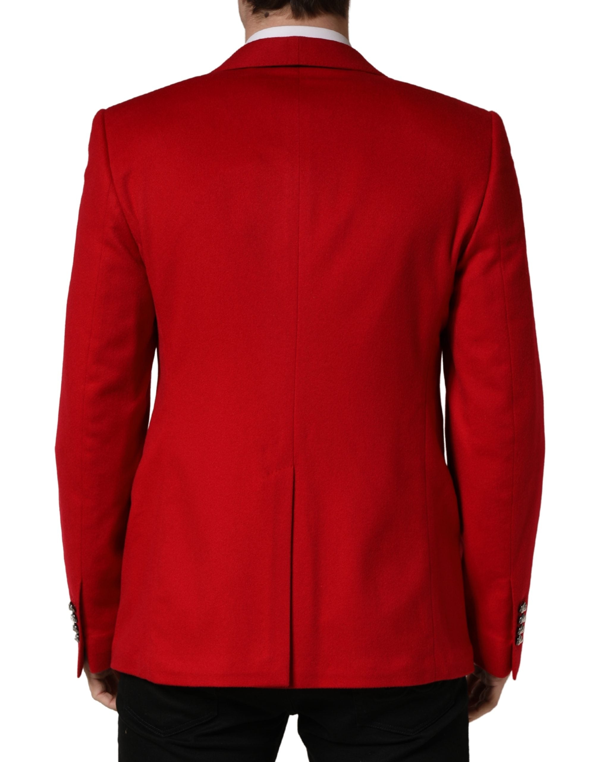 Dolce & Gabbana Red Cashmere One-Button Blazer-4