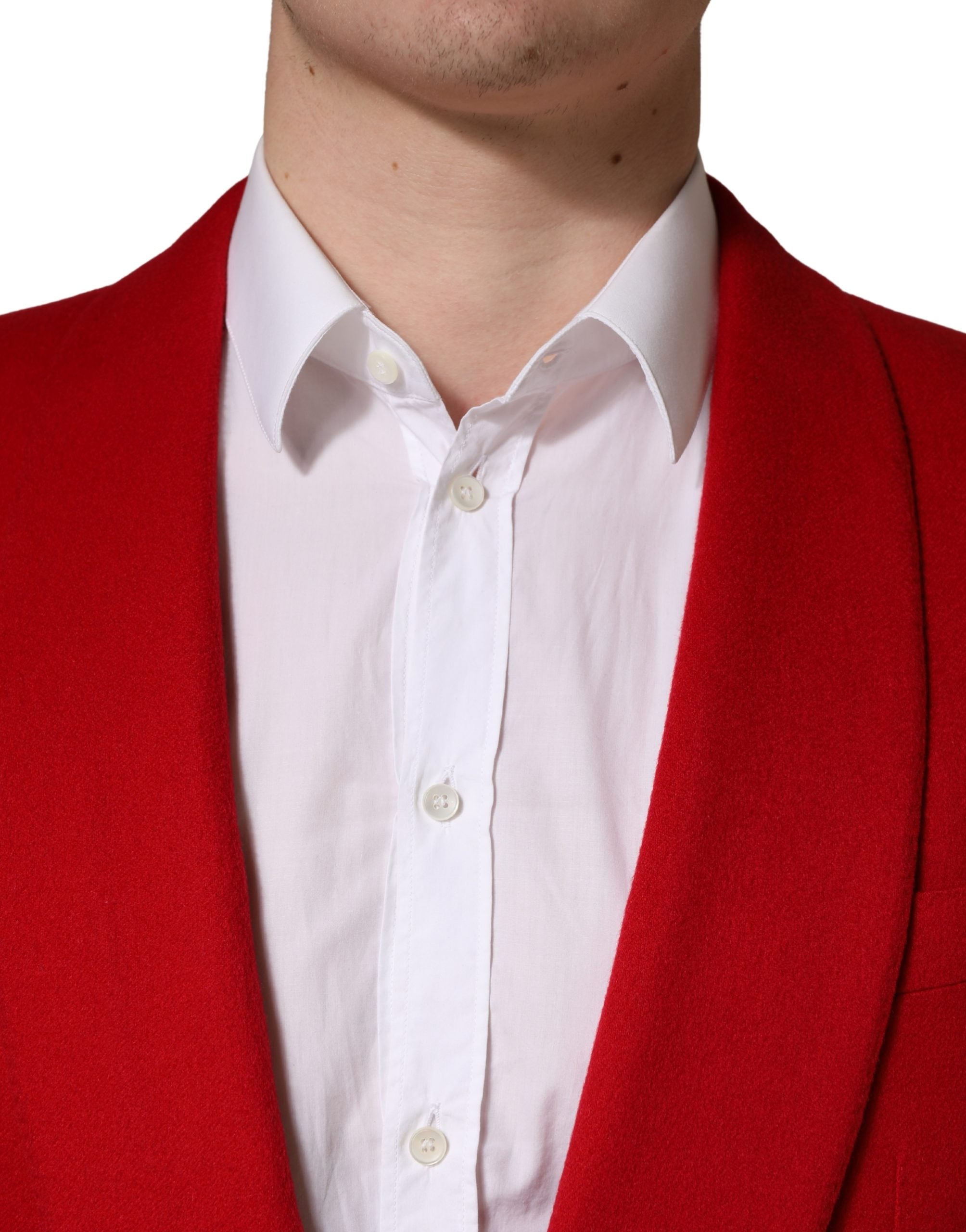Dolce & Gabbana Red Cashmere One-Button Blazer-5