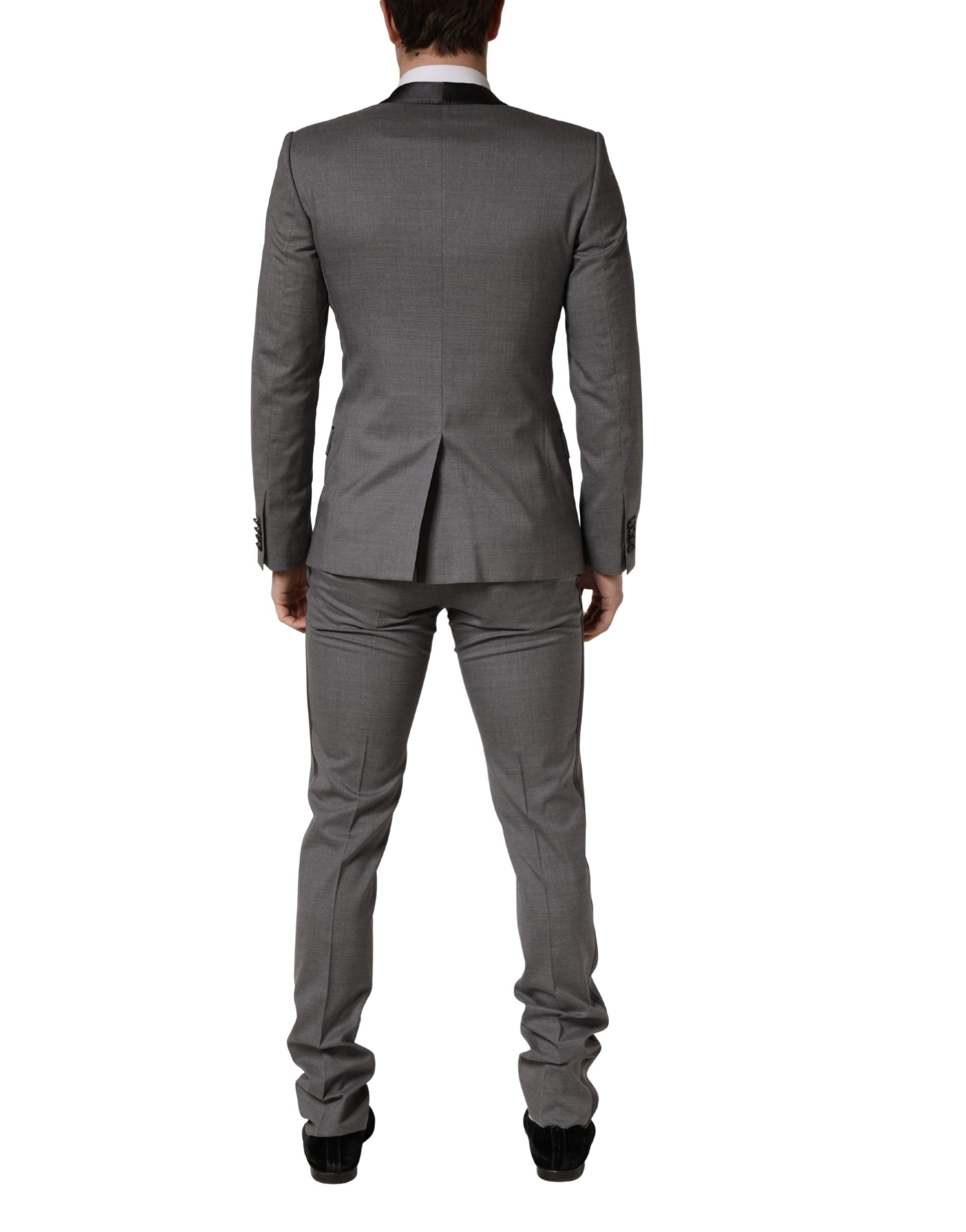 Dolce & Gabbana Grey Three-Piece Wool Suit with One Button-4