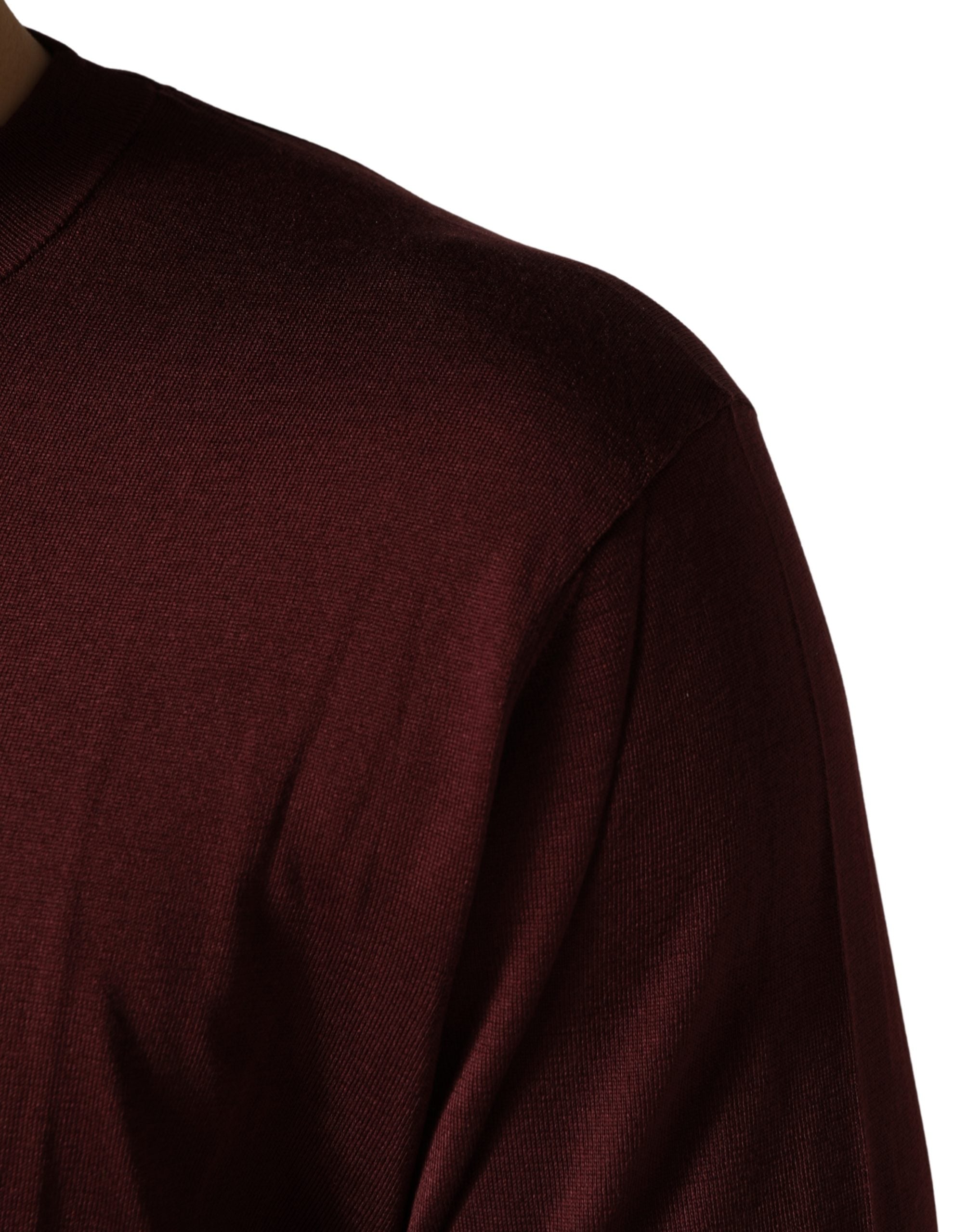Dolce & Gabbana Maroon Silk Men's Crew Neck Pullover Sweater-6