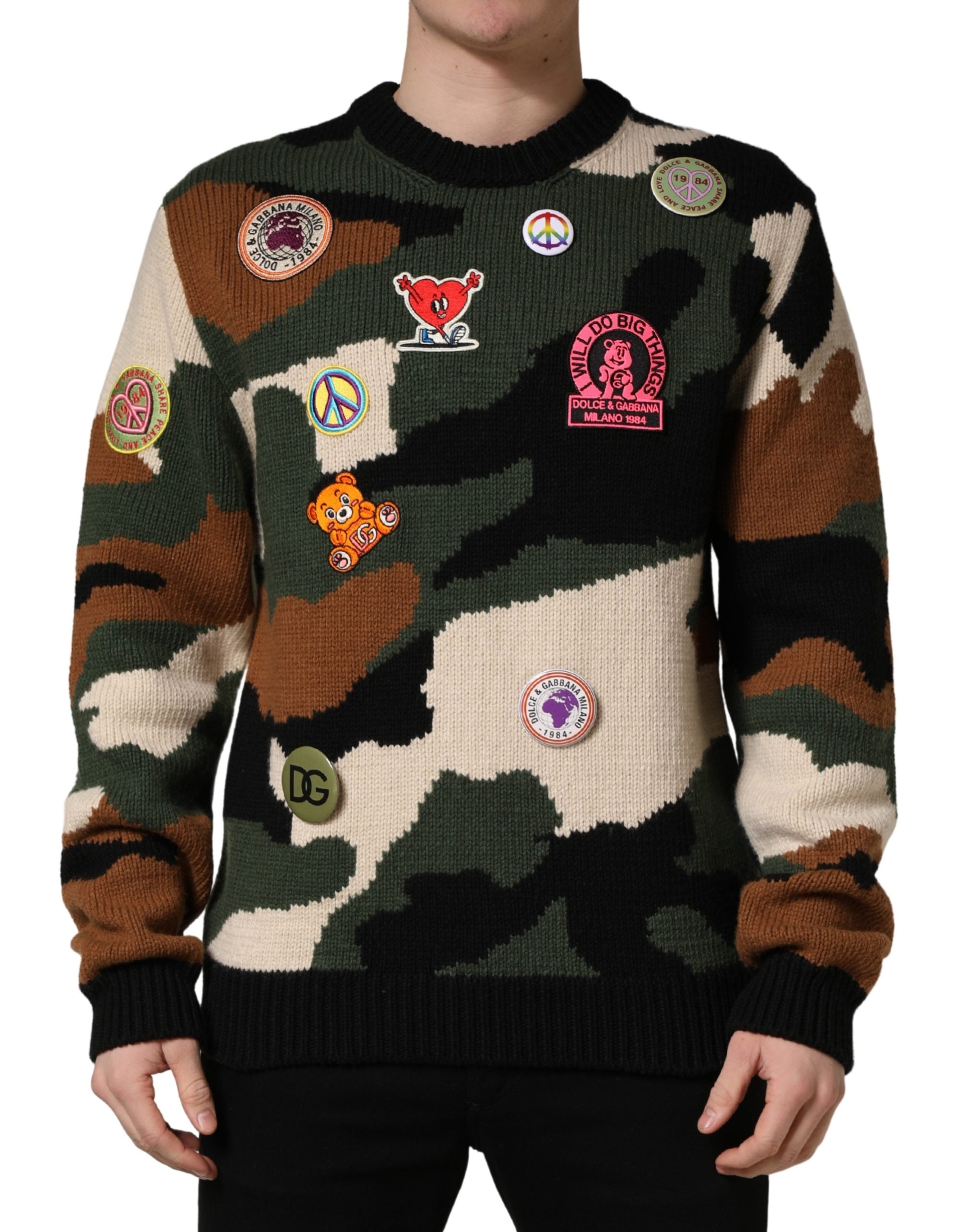 Dolce & Gabbana Multicolored Intarsia-Knit Camouflage Sweater-2