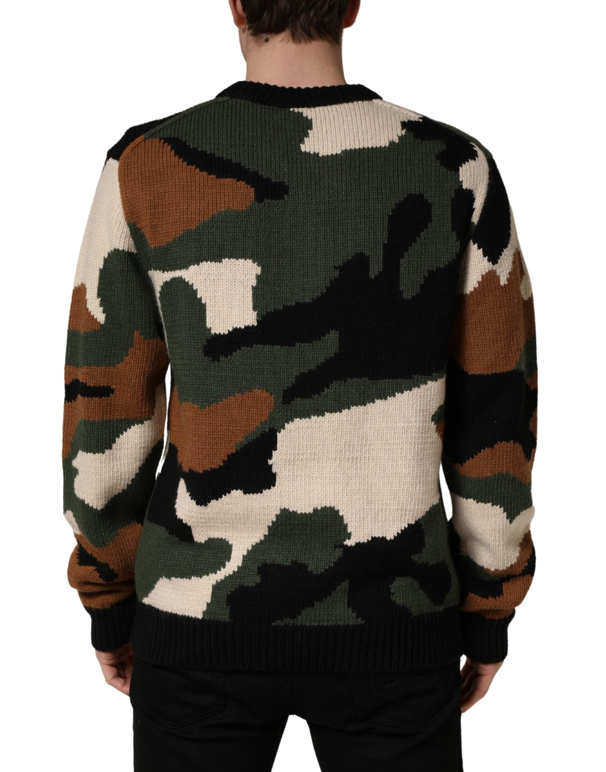 Dolce & Gabbana Multicolored Intarsia-Knit Camouflage Sweater-4
