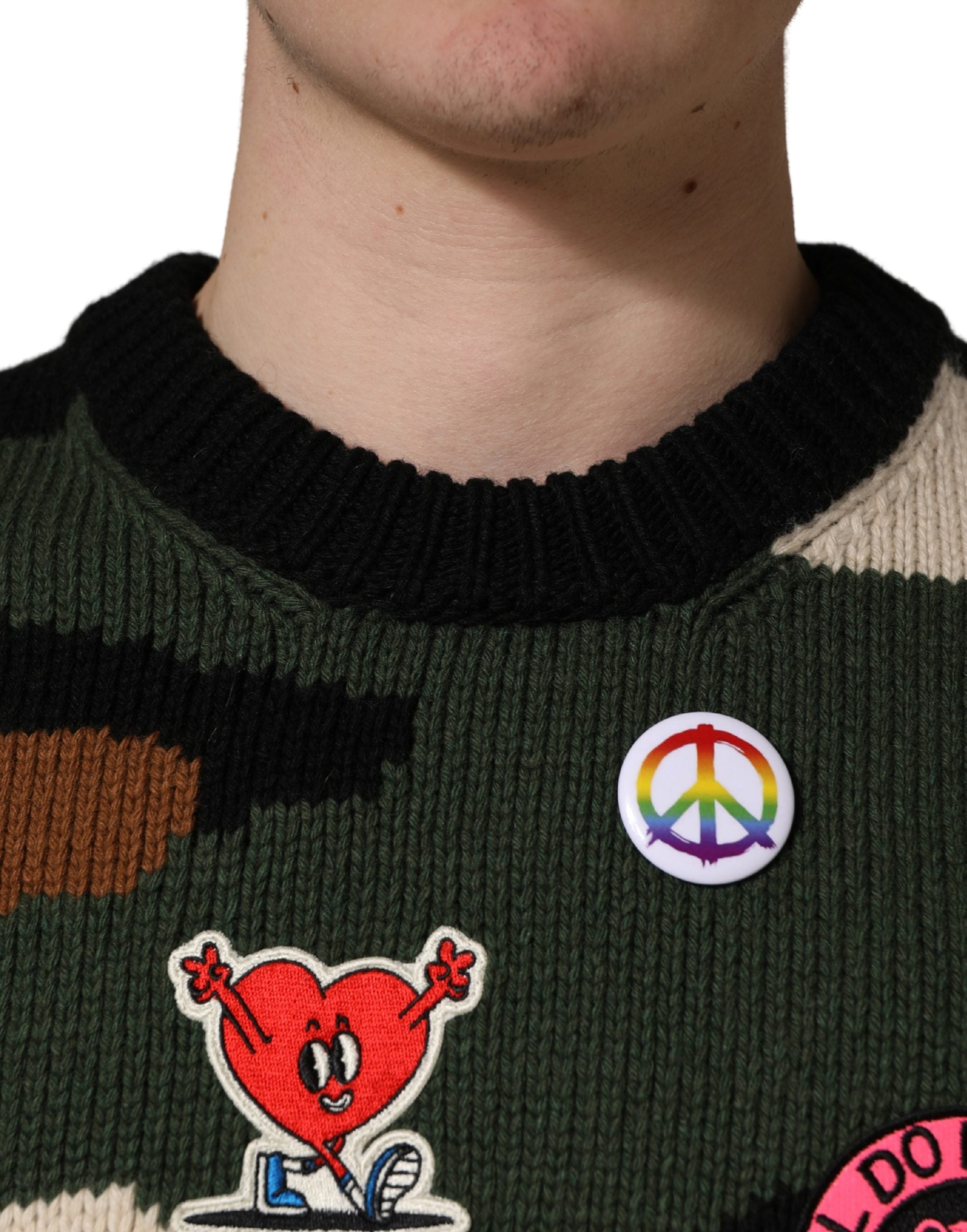 Dolce & Gabbana Multicolored Intarsia-Knit Camouflage Sweater-5