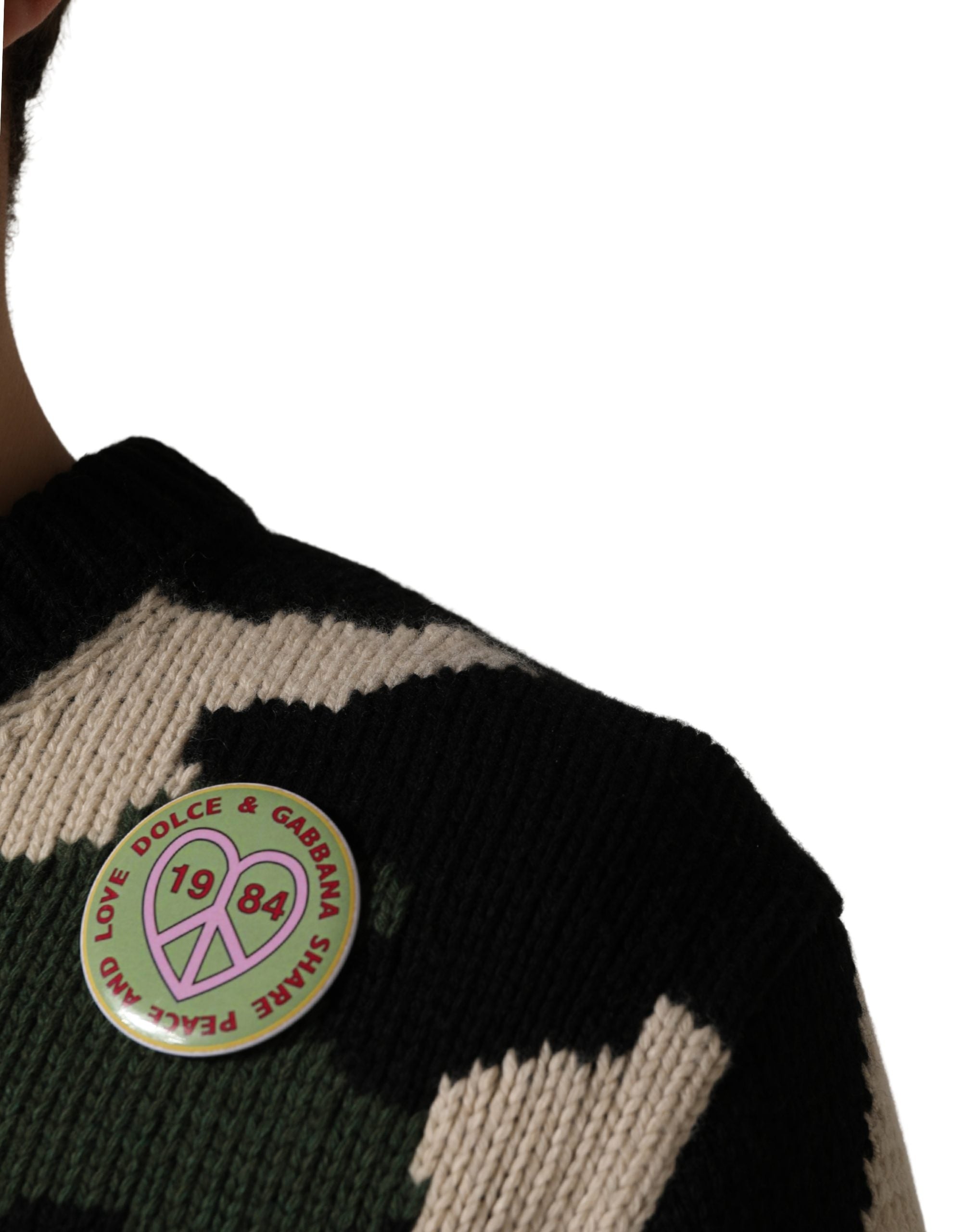 Dolce & Gabbana Multicolored Intarsia-Knit Camouflage Sweater-6
