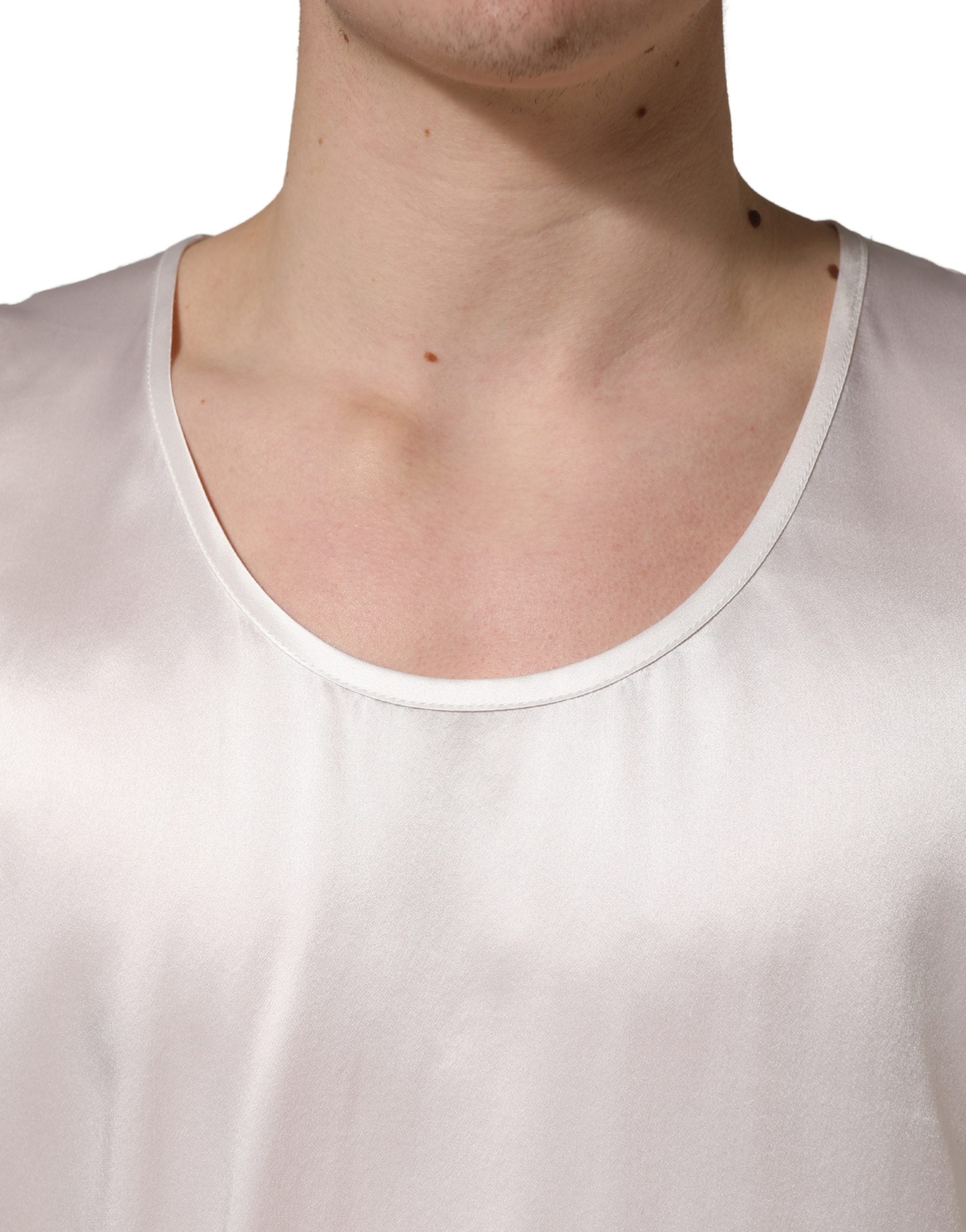 Dolce & Gabbana White Sleeveless Satin-Polyester Tank Top-5