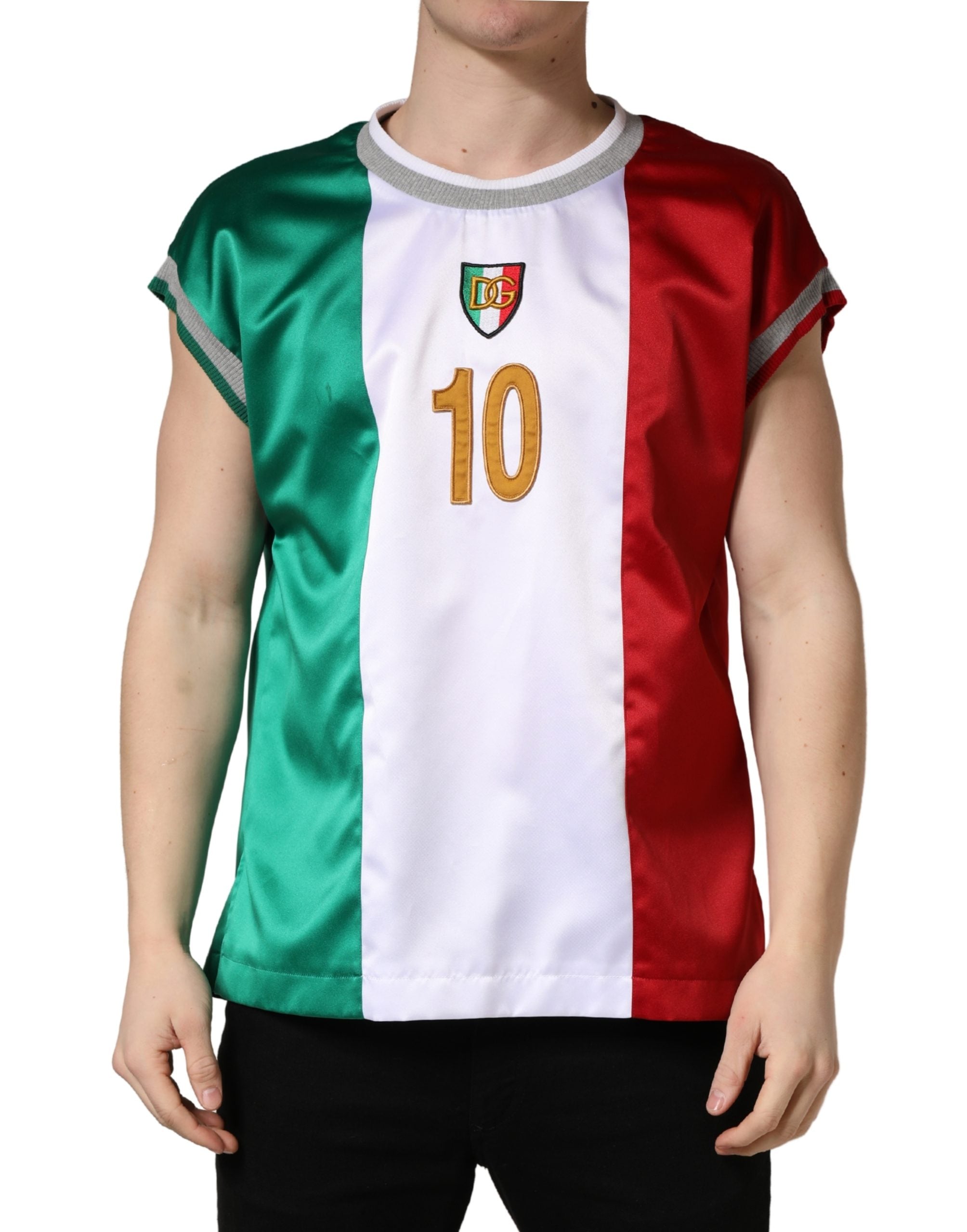 Dolce & Gabbana Multicolor Italia DG Logo Satin Tank Top-2