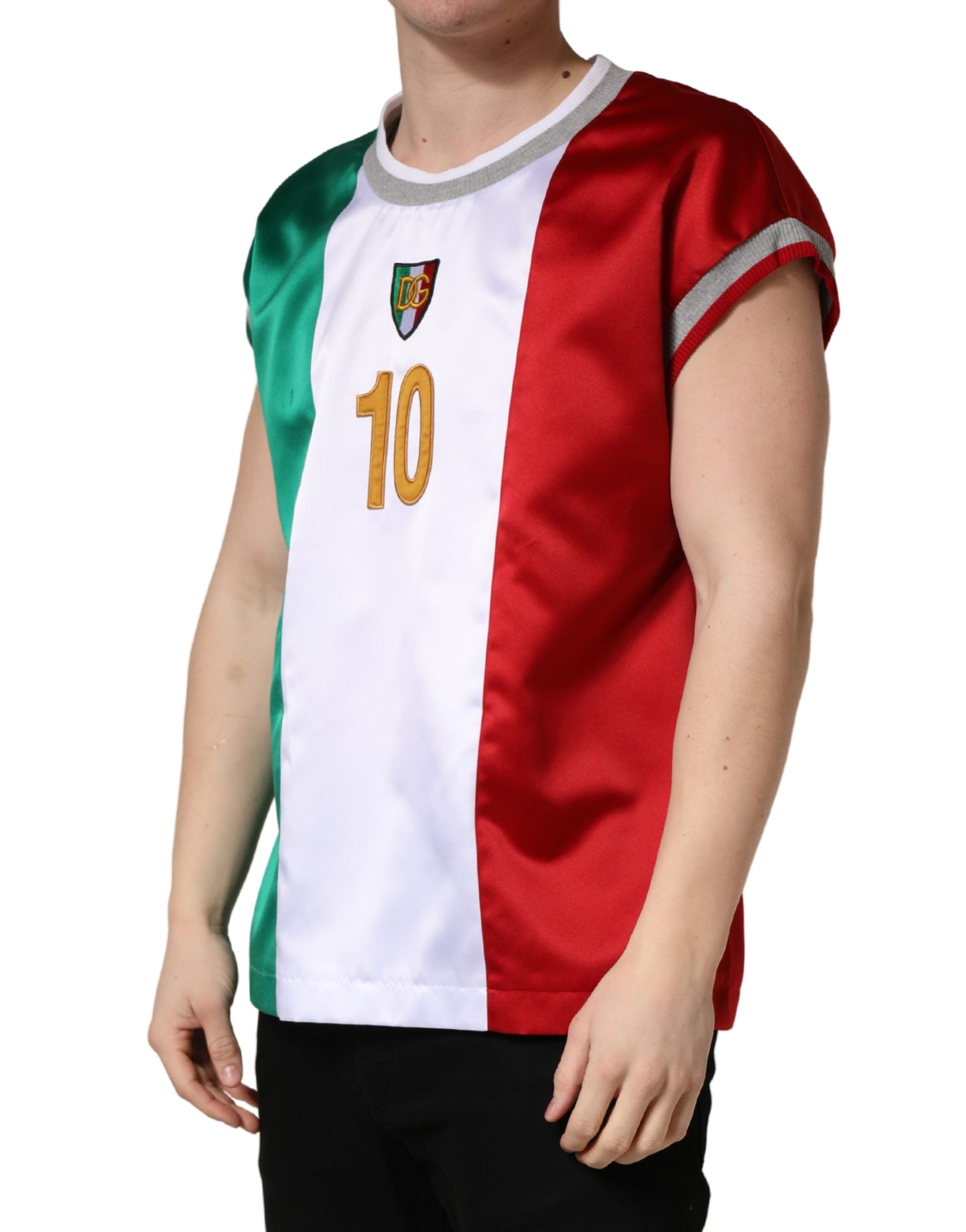 Dolce & Gabbana Multicolor Italia DG Logo Satin Tank Top-3
