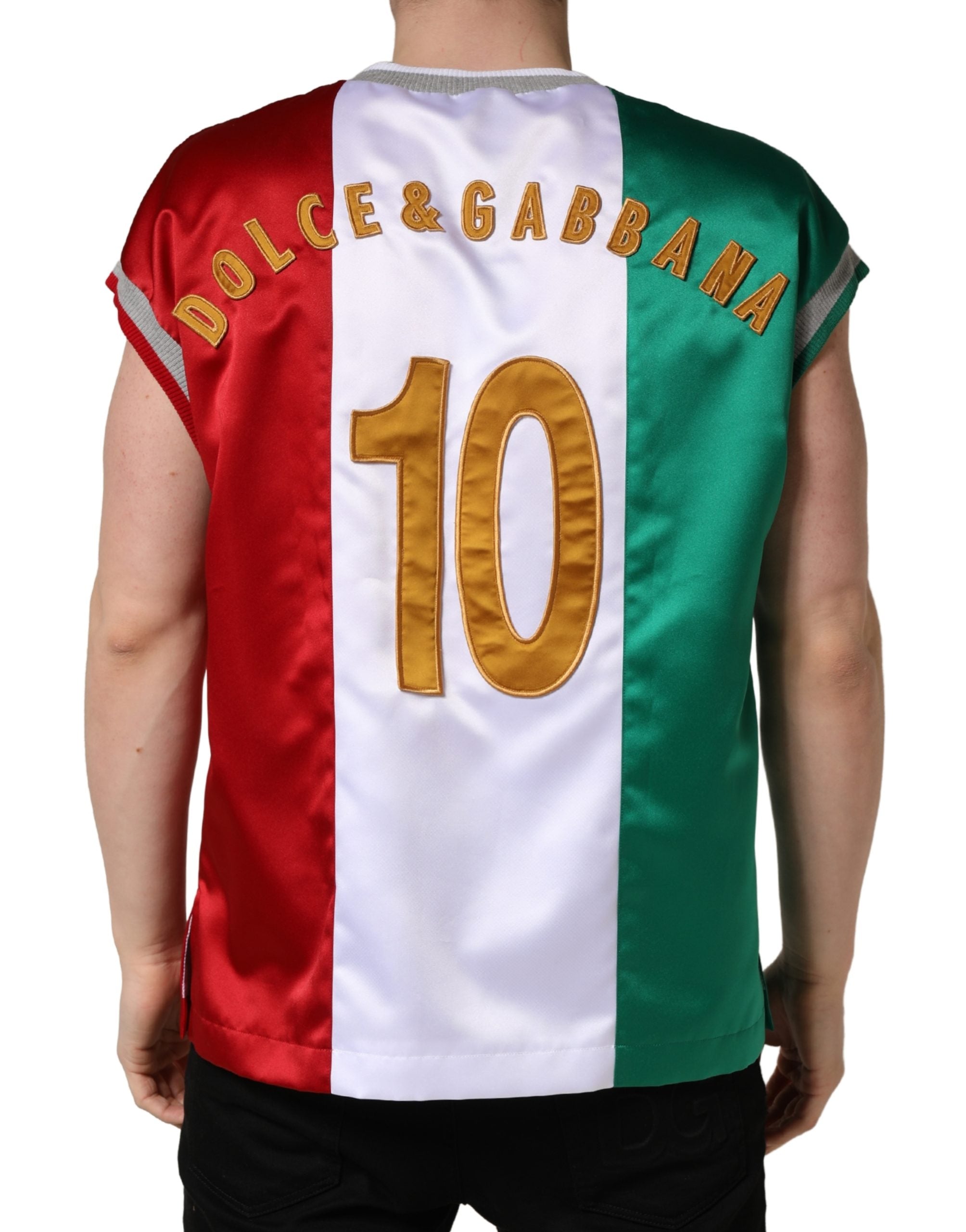 Dolce & Gabbana Multicolor Italia DG Logo Satin Tank Top-4