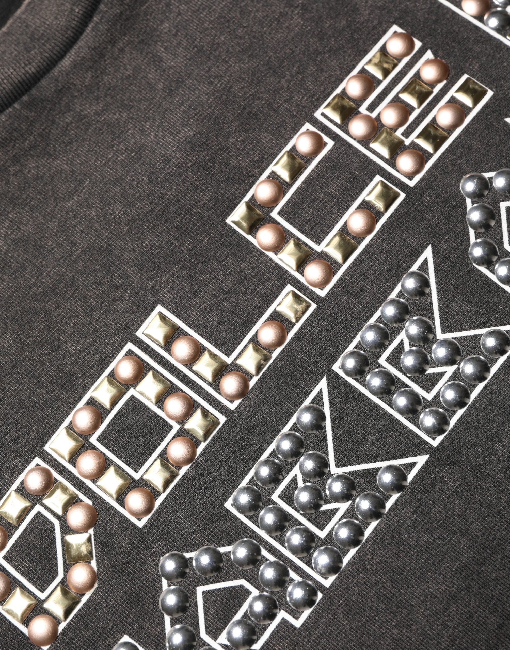 Dolce & Gabbana Graues Herren-T-Shirt mit Logo-Verzierung und Rundhalsausschnitt-8