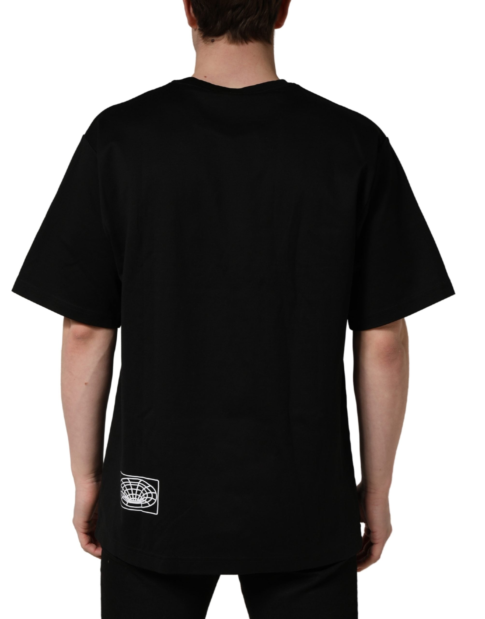 Dolce & Gabbana Schwarzes Herren-T-Shirt mit Rundhalsausschnitt und Logo-Stickerei-4