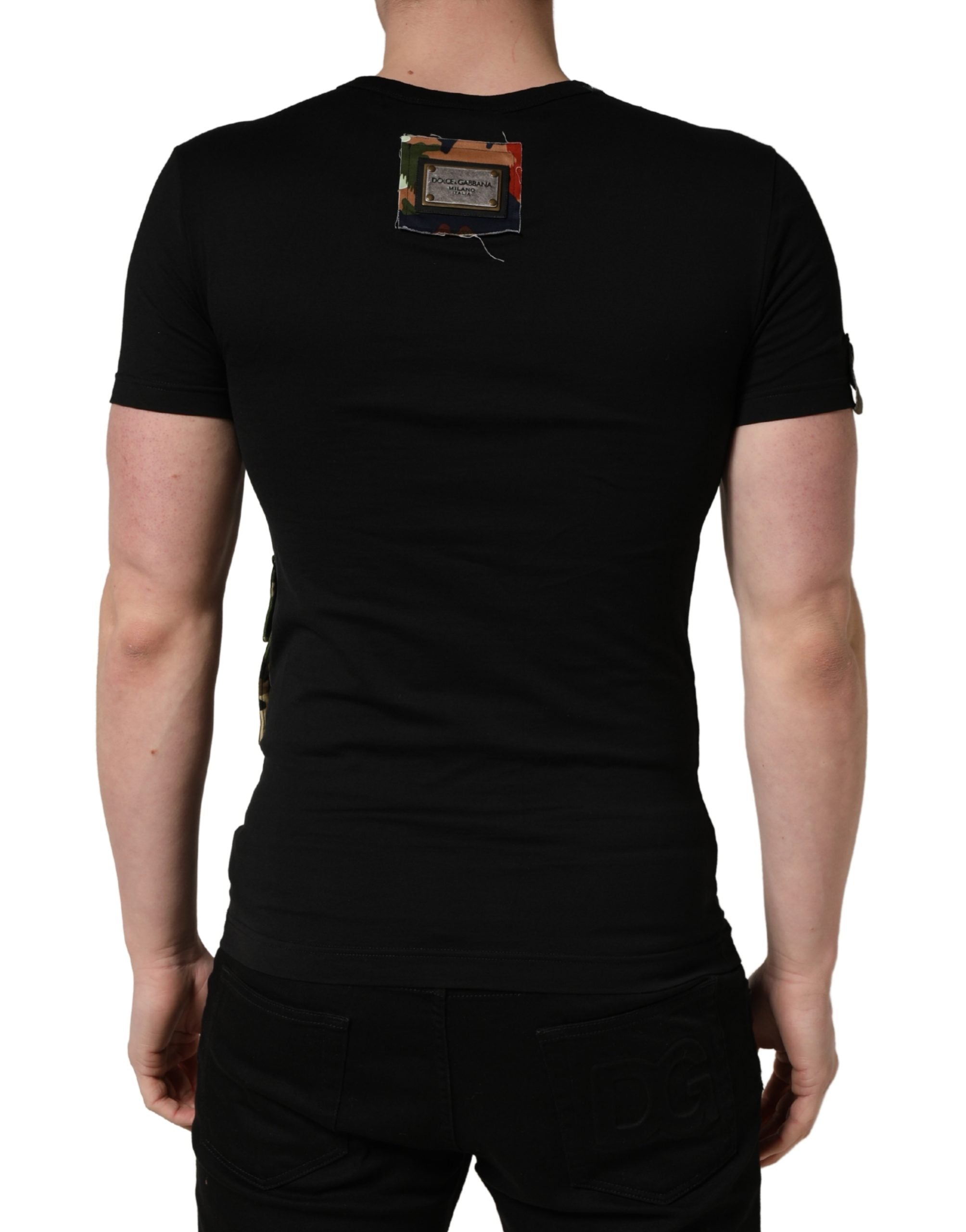 Dolce & Gabbana Men's Black "Italians Do It Better Camo Pocket" T-Shirt-4