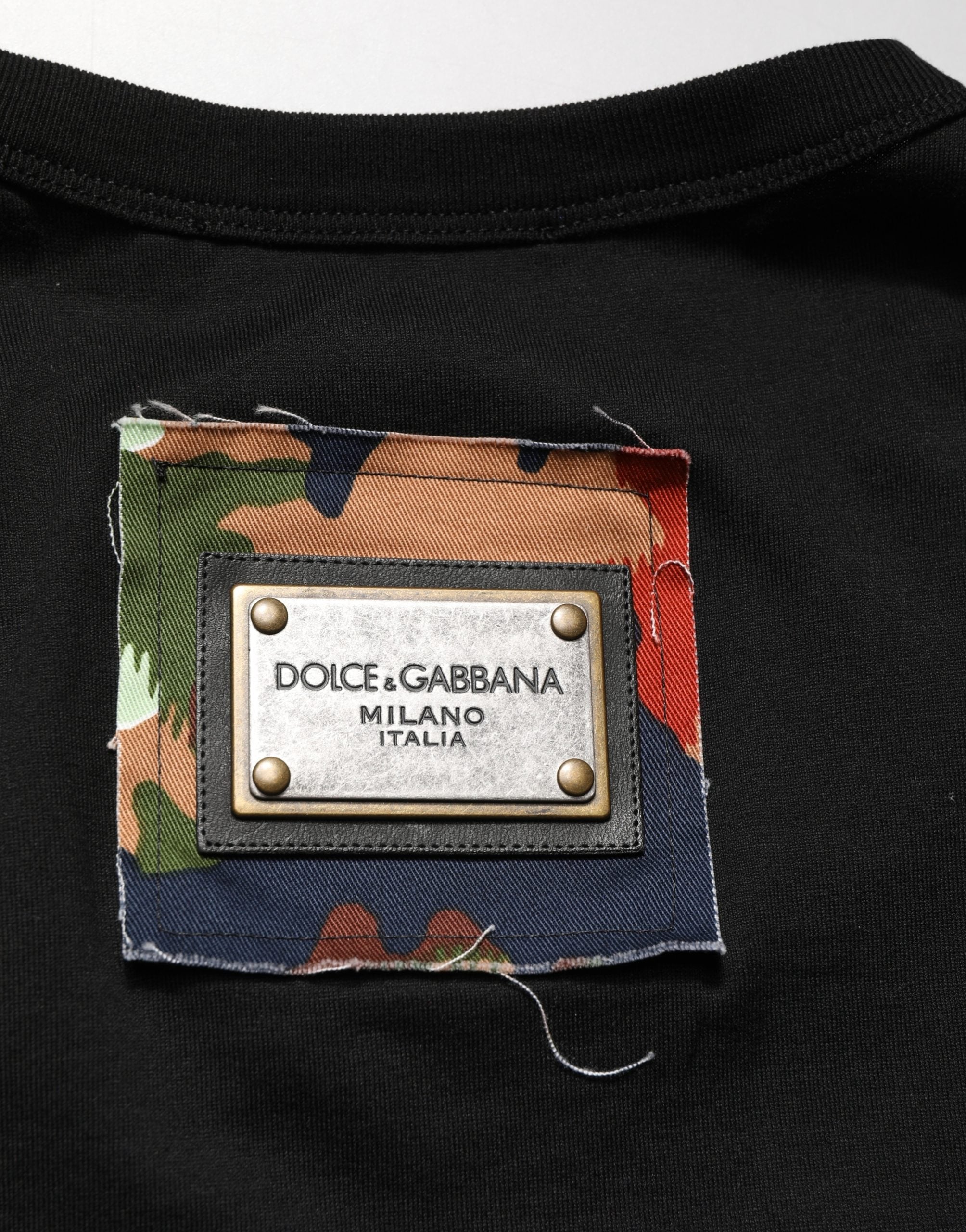 Dolce & Gabbana Men's Black "Italians Do It Better Camo Pocket" T-Shirt-8