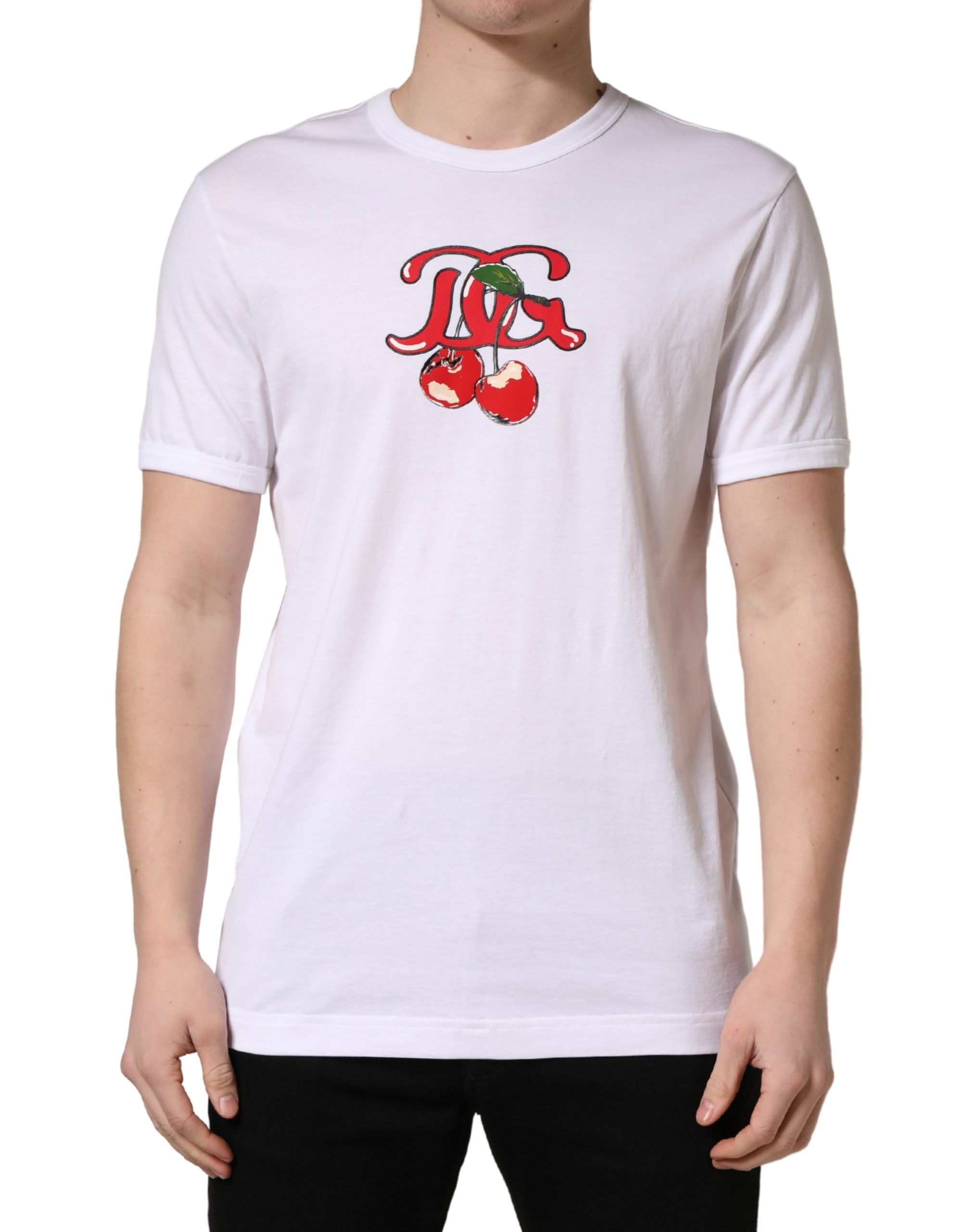 Dolce & Gabbana Weißes DG Cherries Baumwoll-Rundhals-T-Shirt-2
