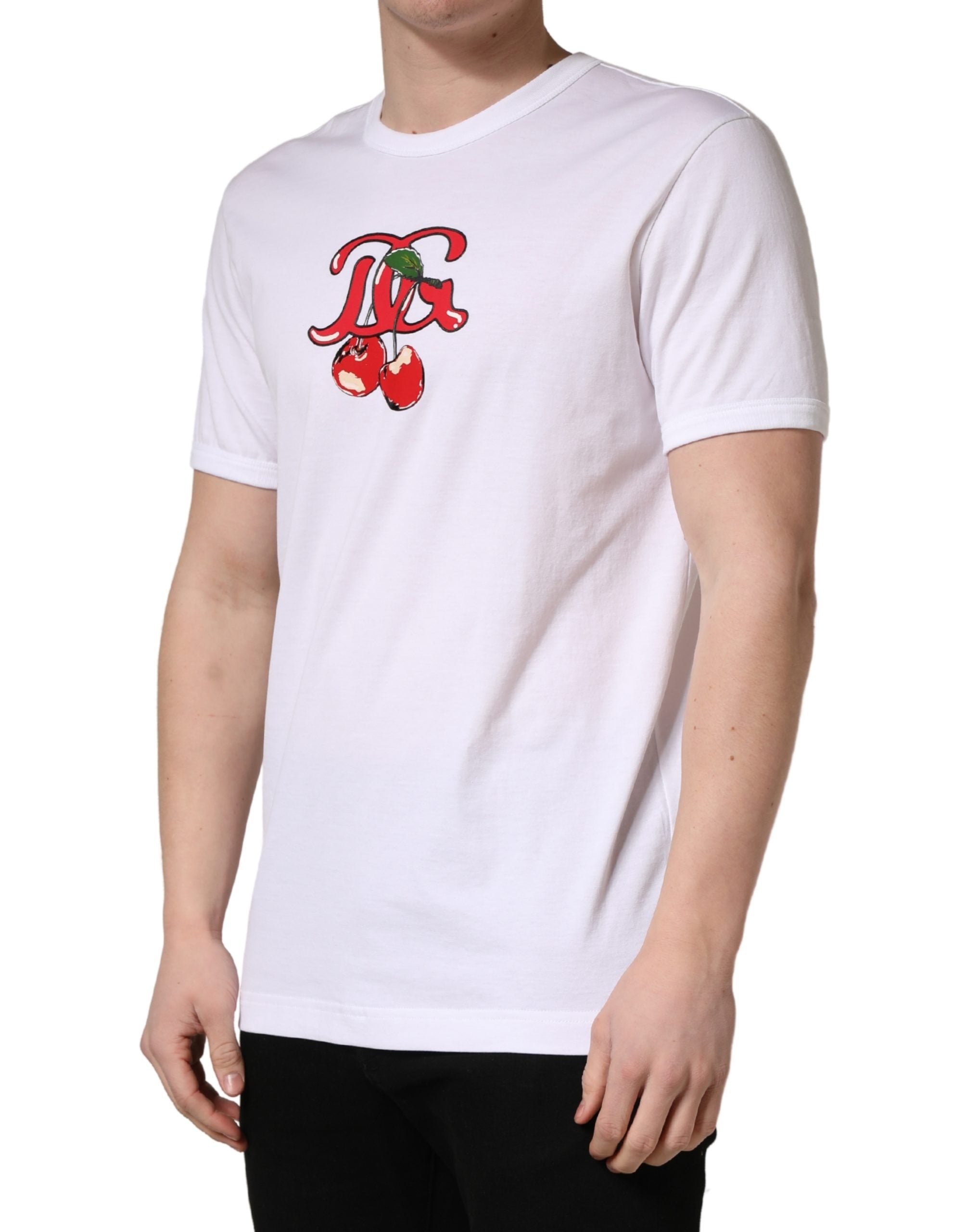 Dolce & Gabbana Weißes DG Cherries Baumwoll-Rundhals-T-Shirt-3