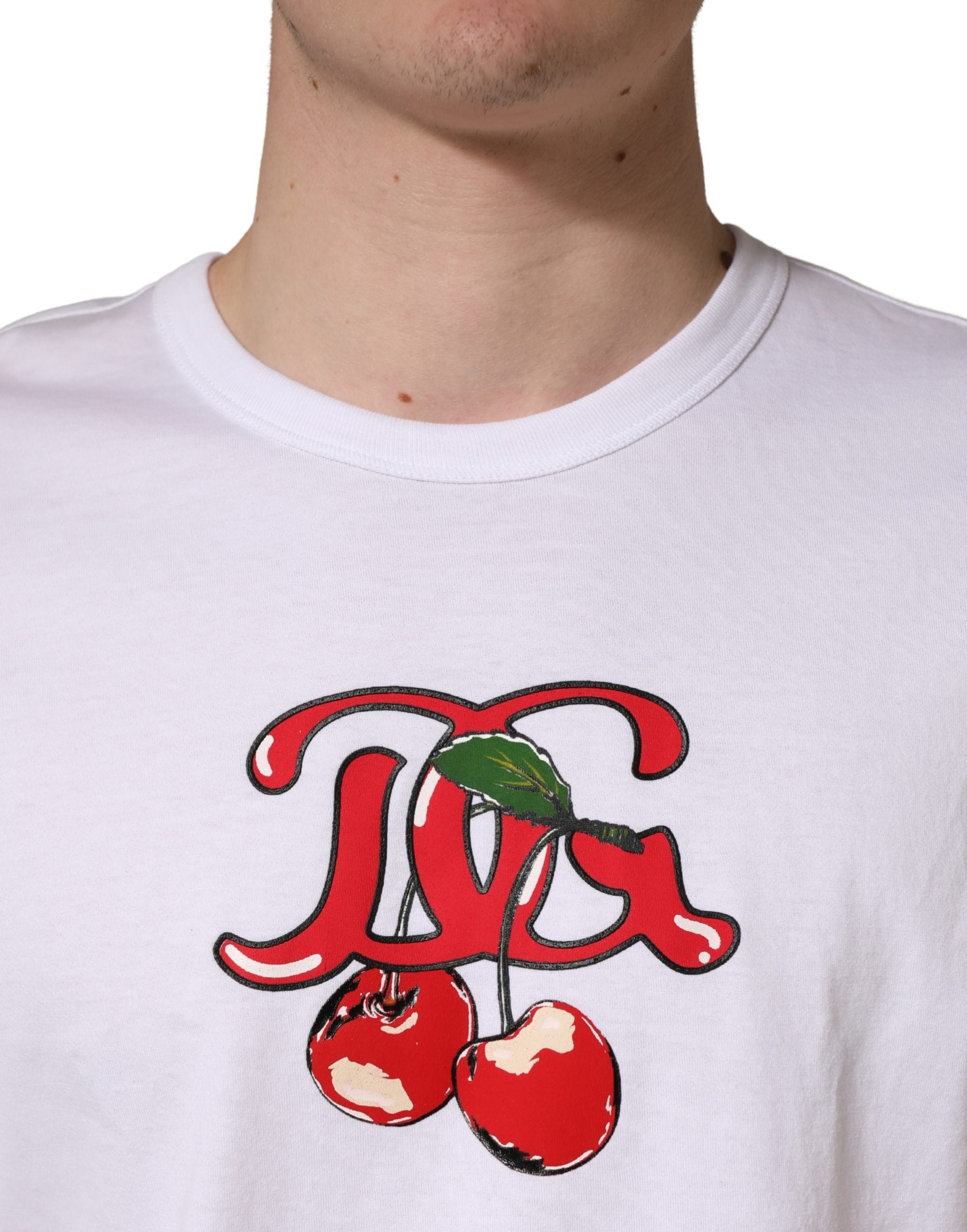 Dolce & Gabbana Weißes DG Cherries Baumwoll-Rundhals-T-Shirt-5