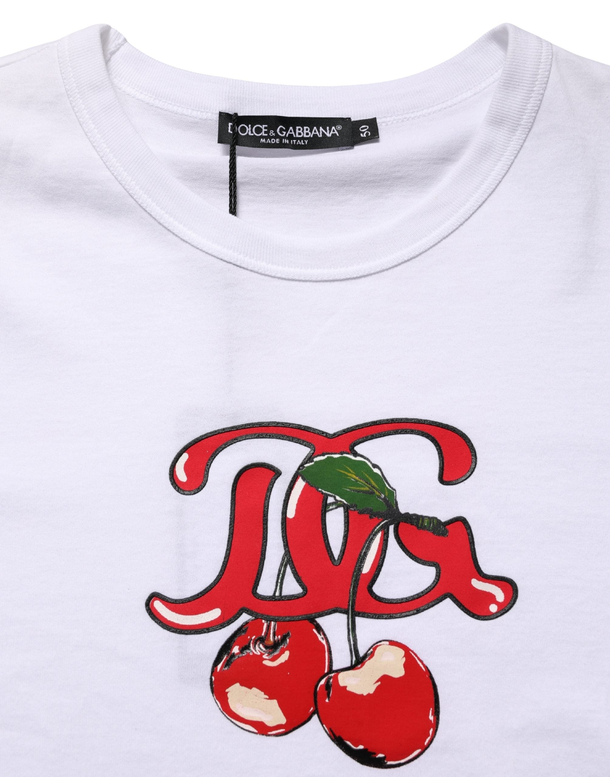 Dolce & Gabbana Weißes DG Cherries Baumwoll-Rundhals-T-Shirt-7