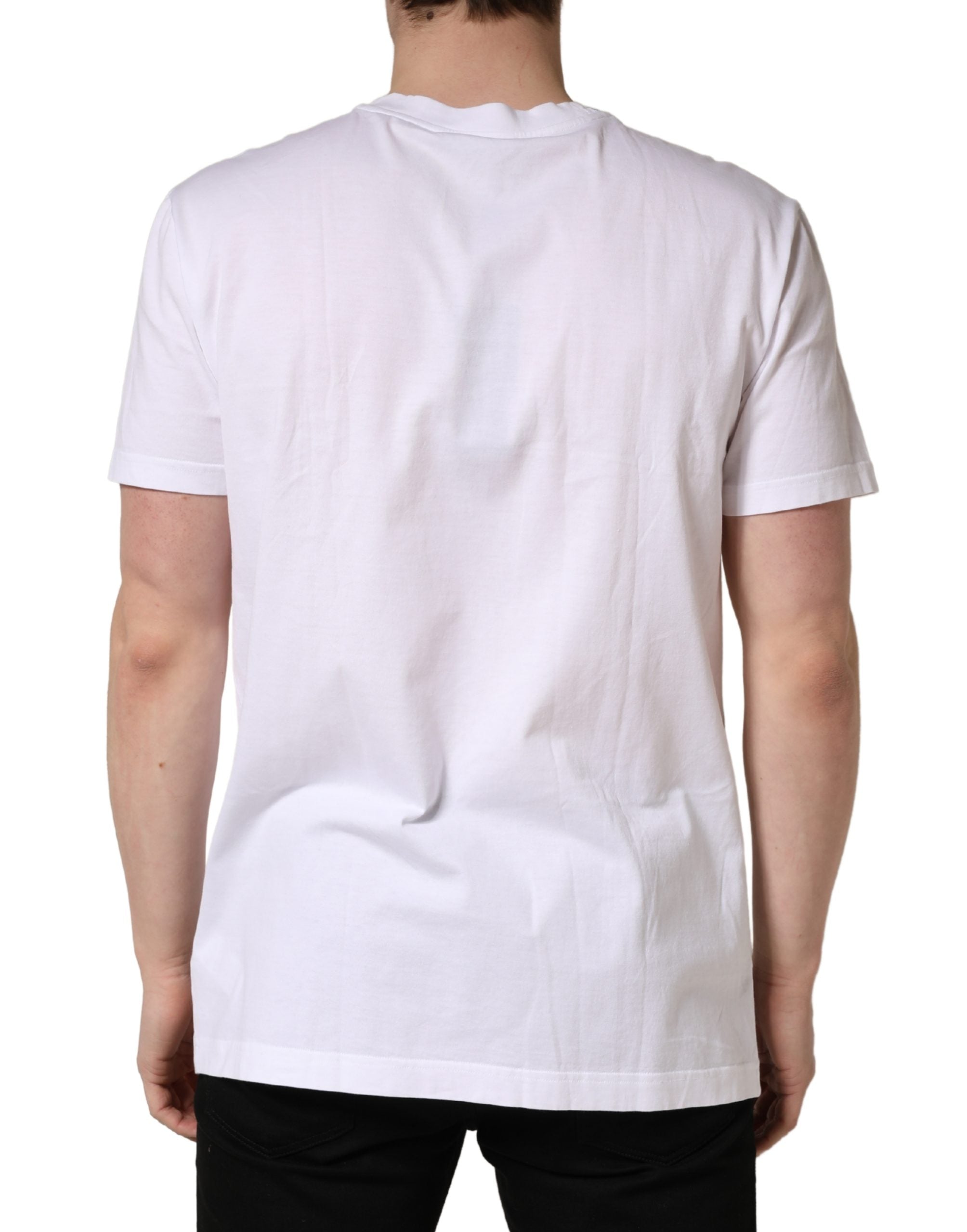 Dolce & Gabbana Men's White Barcode Cotton Crewneck T-Shirt-4