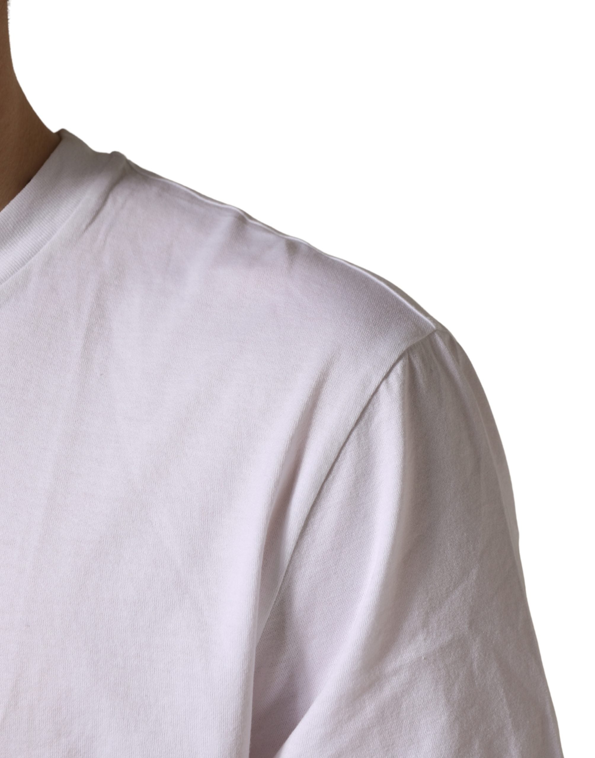 Dolce & Gabbana Men's White Barcode Cotton Crewneck T-Shirt-6
