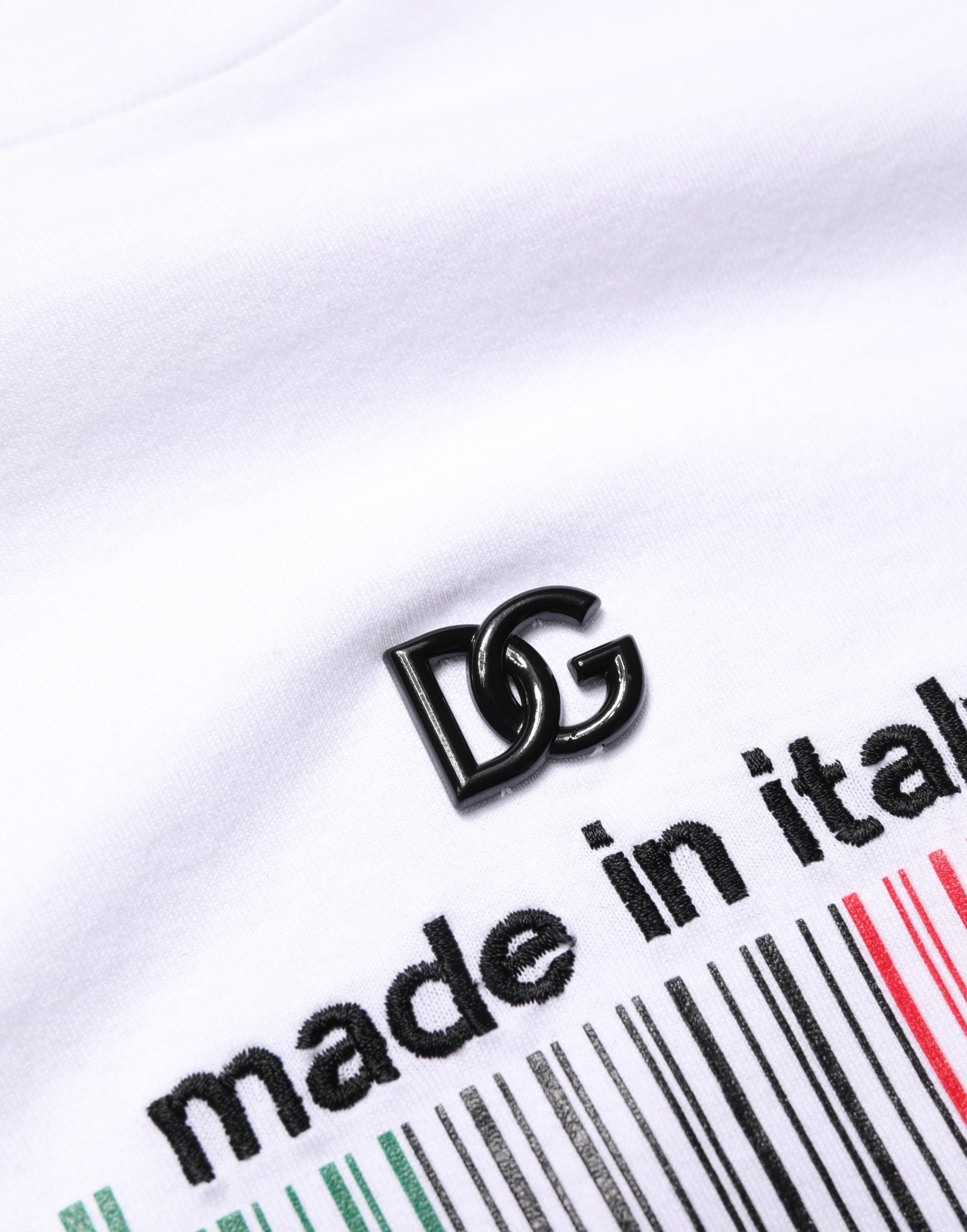 Dolce & Gabbana Men's White Barcode Cotton Crewneck T-Shirt-7