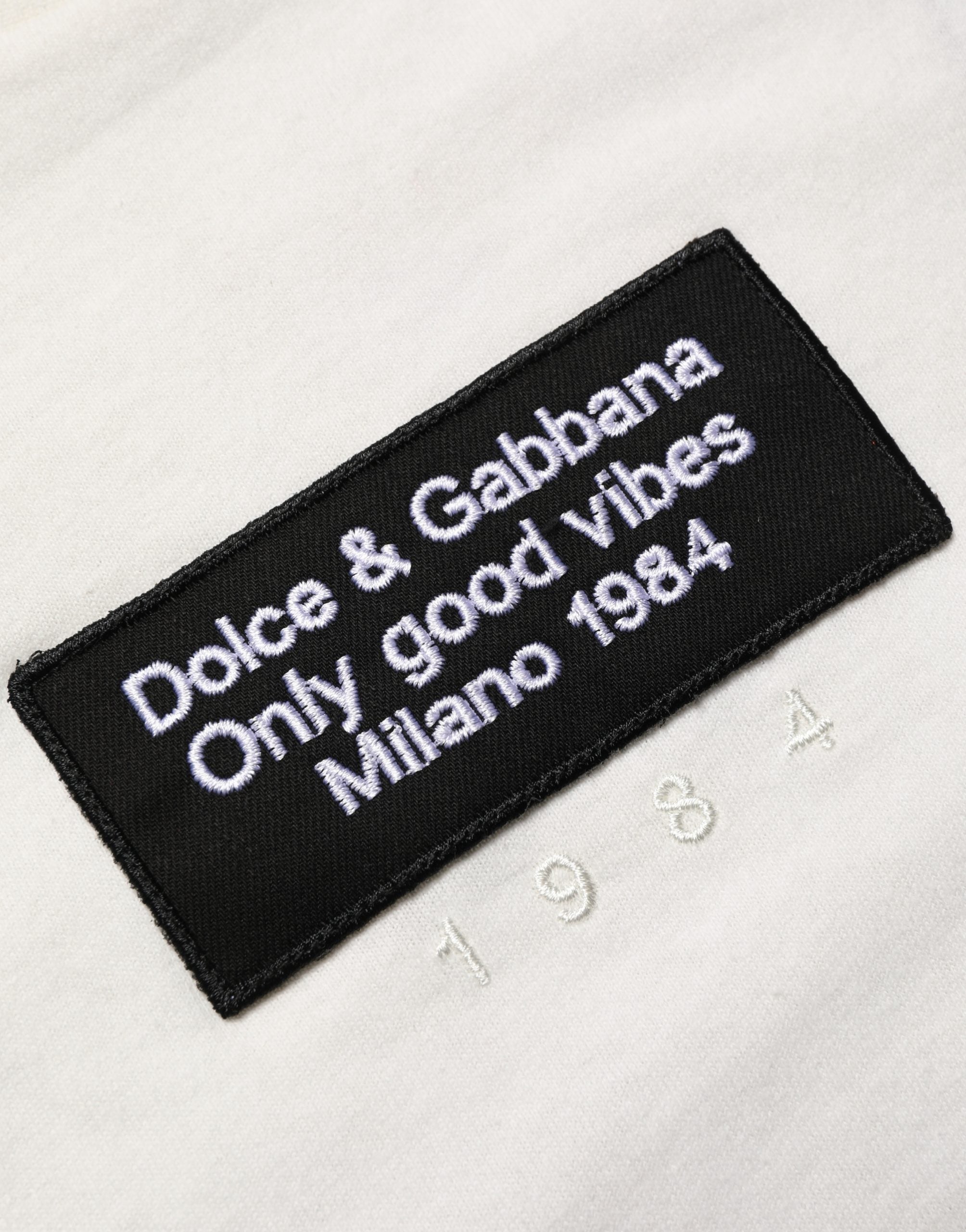 Dolce & Gabbana Weißes Baumwoll-T-Shirt mit Logo-Patch für Herren, Rundhalsausschnitt-8