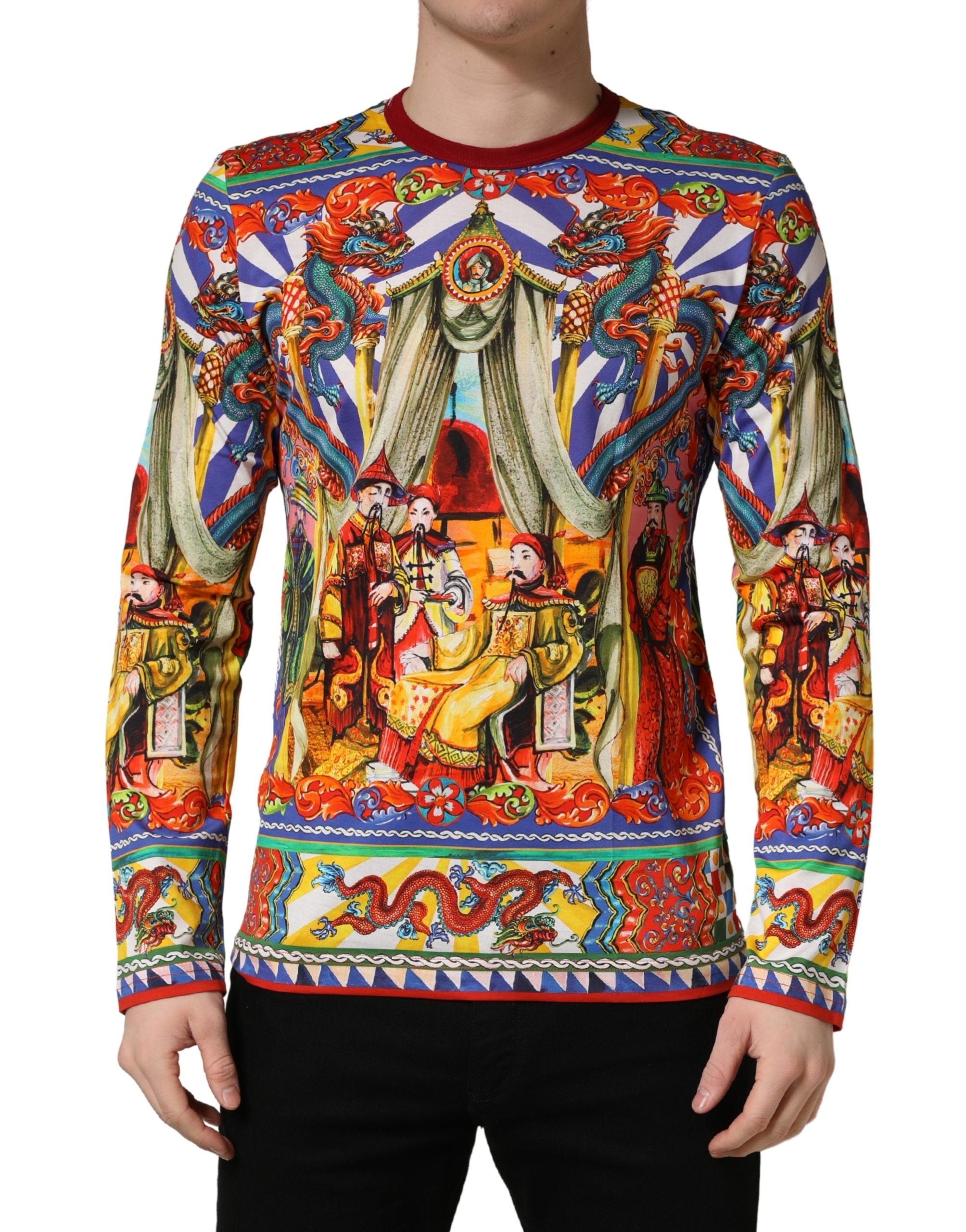 Dolce & Gabbana Multicolor Teatro Dei Pupi Men's Long Sleeve T-Shirt-1