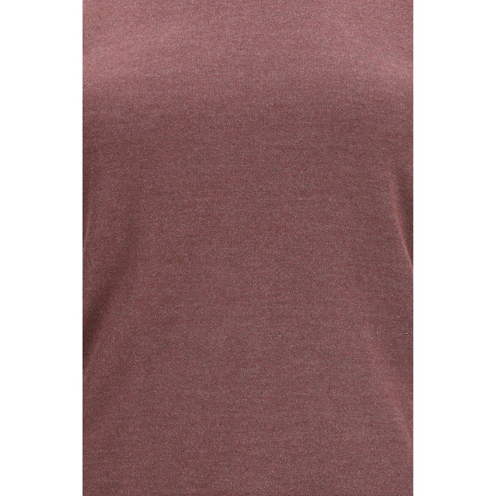 Brunello Cucinelli Ärmelloses Bordeaux-Kaschmir-T-Shirt-3