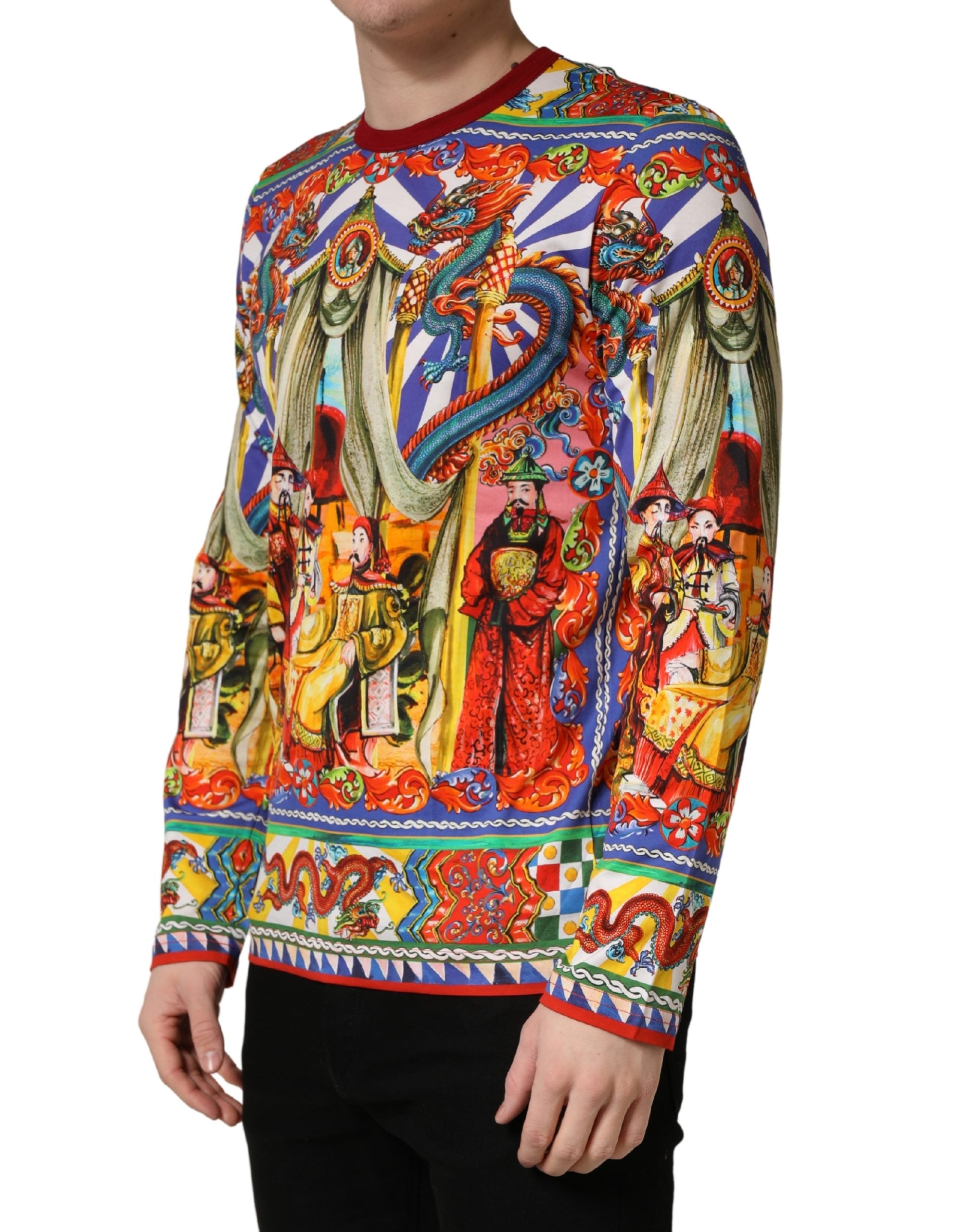 Dolce & Gabbana Multicolor Teatro Dei Pupi Men's Long Sleeve T-Shirt-3