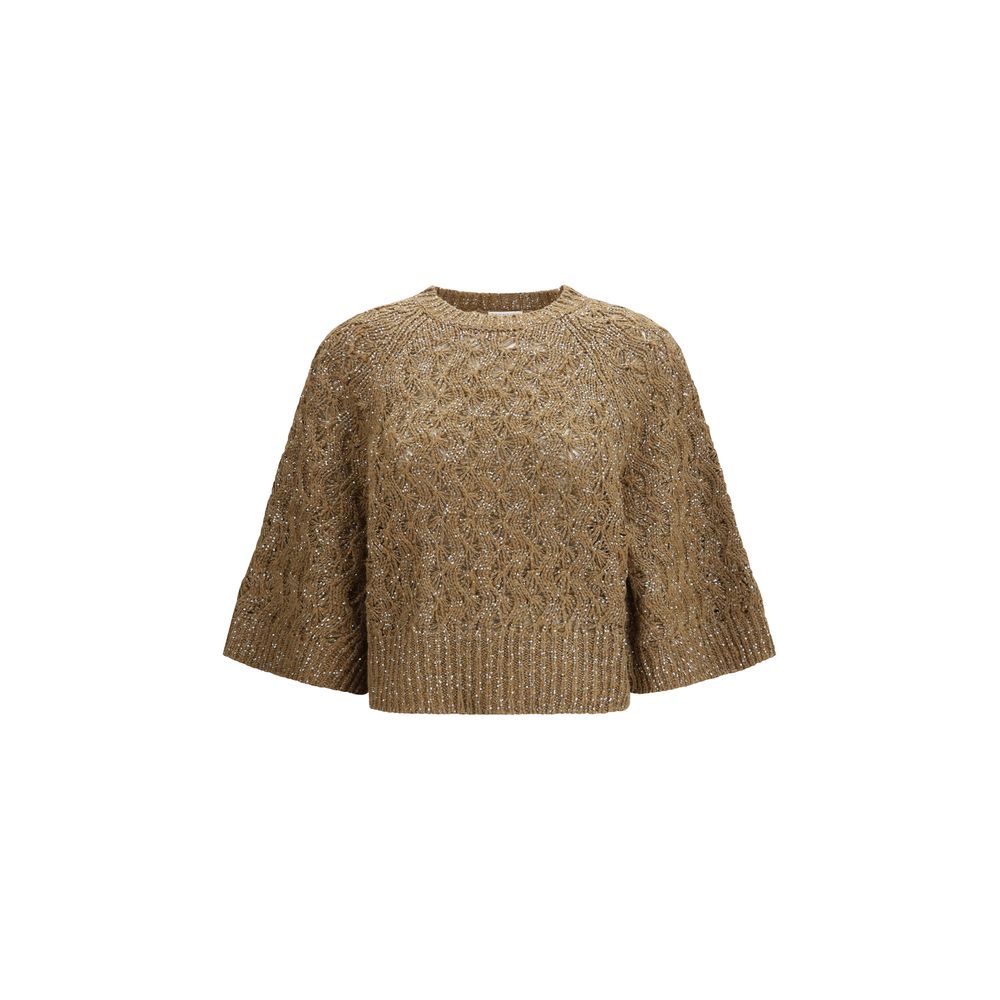 Brunello Cucinelli Beige Seiden-Sweatshirt-1