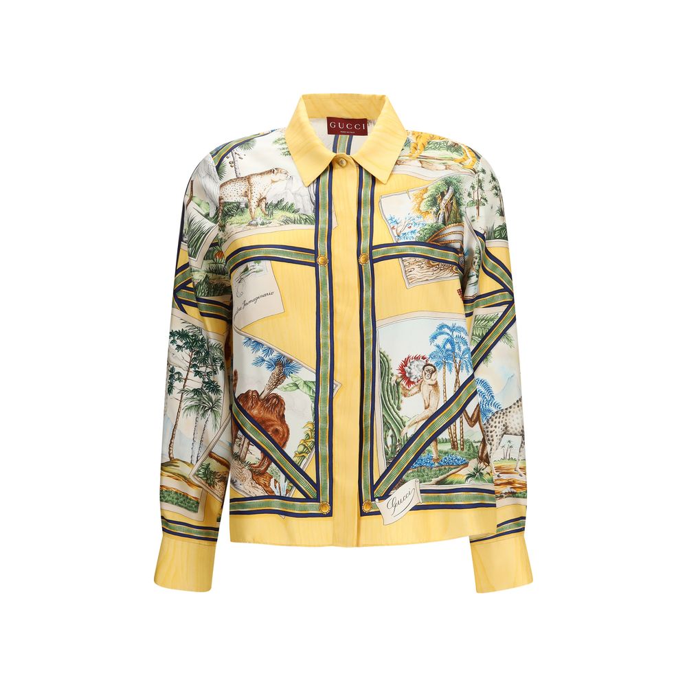 Gucci Zweifarbige Seidenmuster-Bluse-1