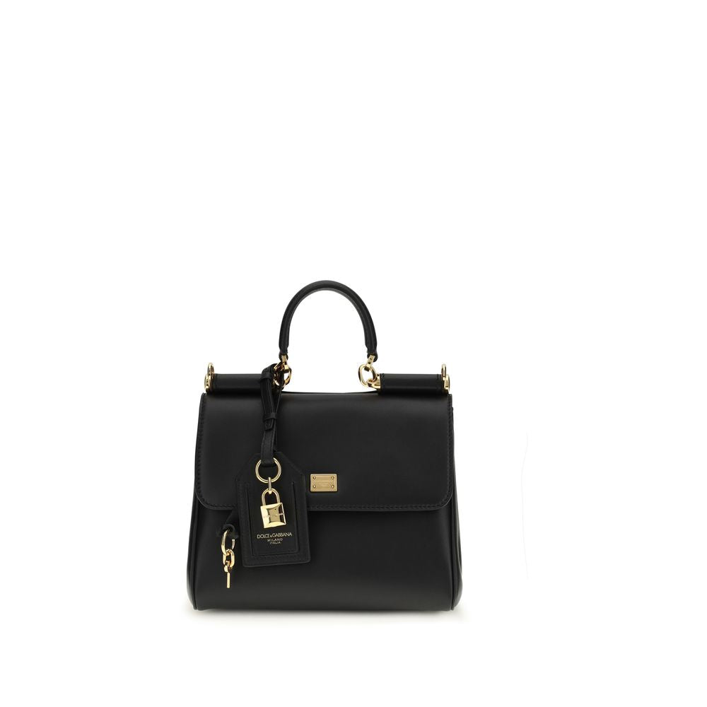 Dolce & Gabbana Schwarze Kalbsleder Bos Taurus Handtasche-1
