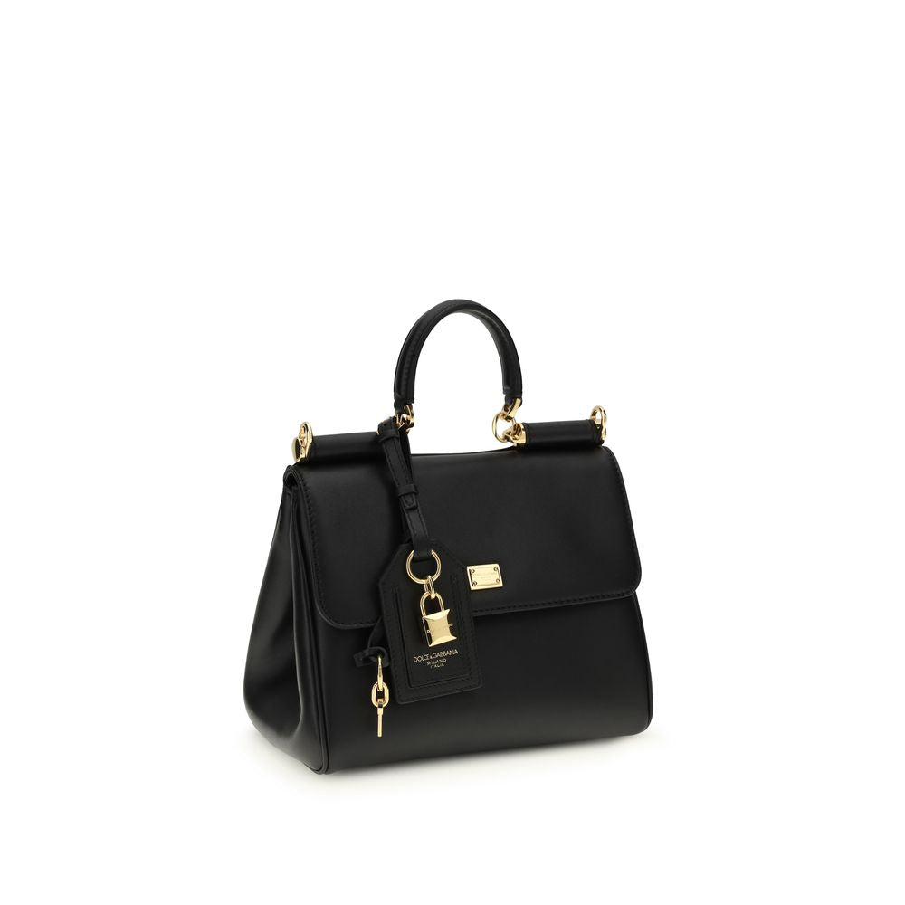 Dolce & Gabbana Schwarze Kalbsleder Bos Taurus Handtasche-2