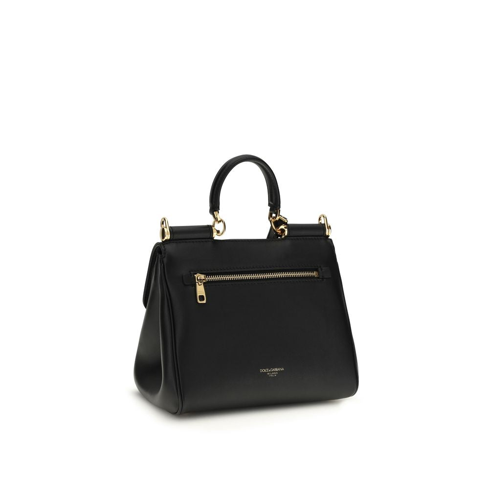 Dolce & Gabbana Schwarze Kalbsleder Bos Taurus Handtasche-3