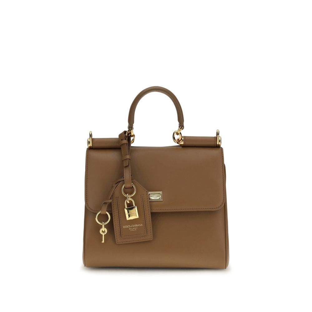 Dolce & Gabbana Braune Kalbsleder Bos Taurus Handtasche-1