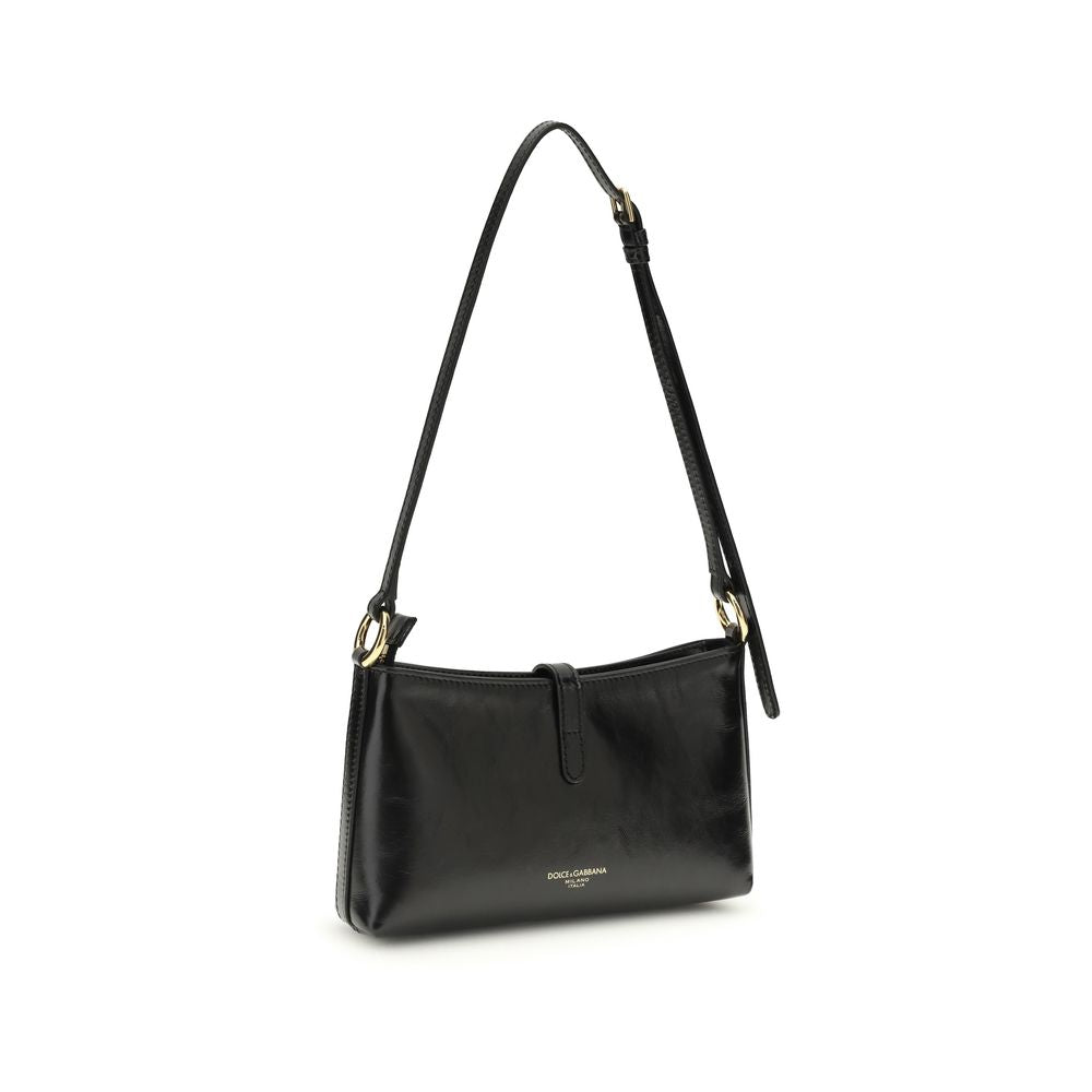 Dolce & Gabbana Schwarze Kalbsleder Bos Taurus Schultertasche-3