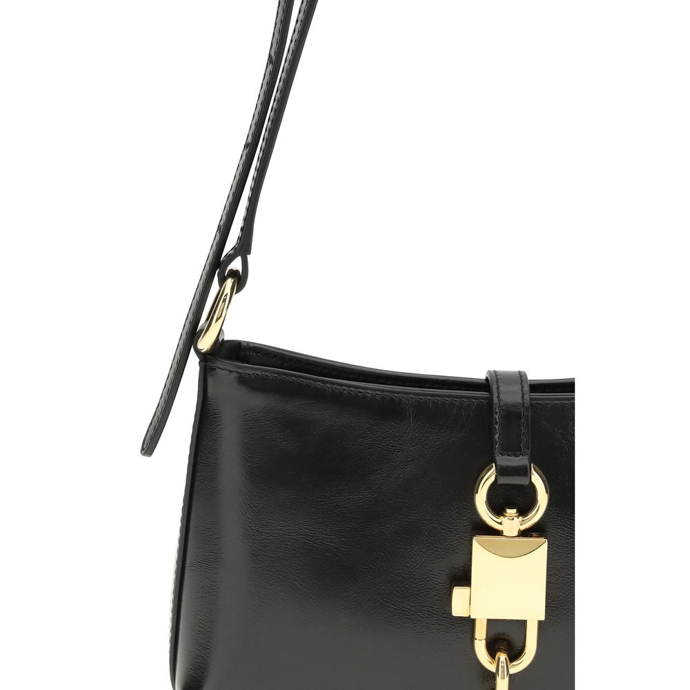 Dolce & Gabbana Schwarze Kalbsleder Bos Taurus Schultertasche-4