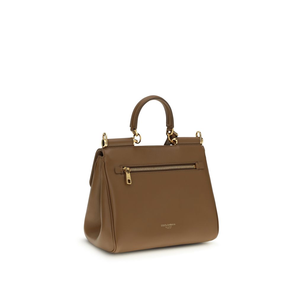Dolce & Gabbana Braune Kalbsleder Bos Taurus Handtasche-3
