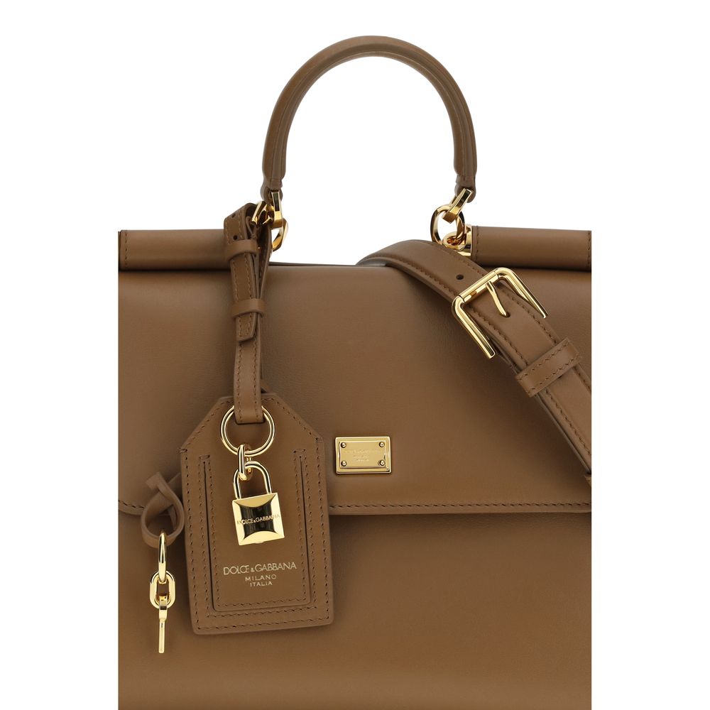 Dolce & Gabbana Braune Kalbsleder Bos Taurus Handtasche-4