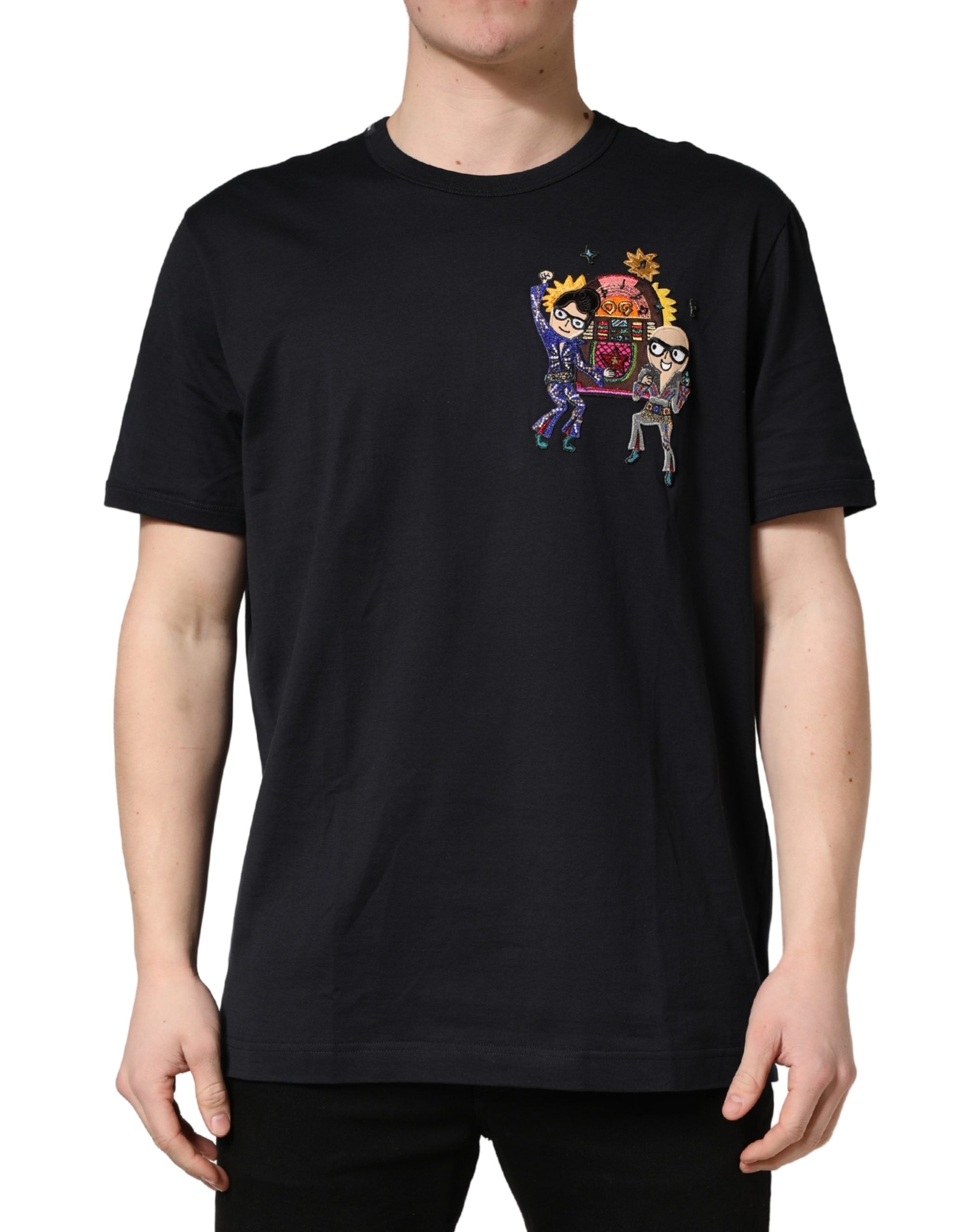 Dolce & Gabbana Black #DGFAMILY Patch Men's Crew Neck T-Shirt-2