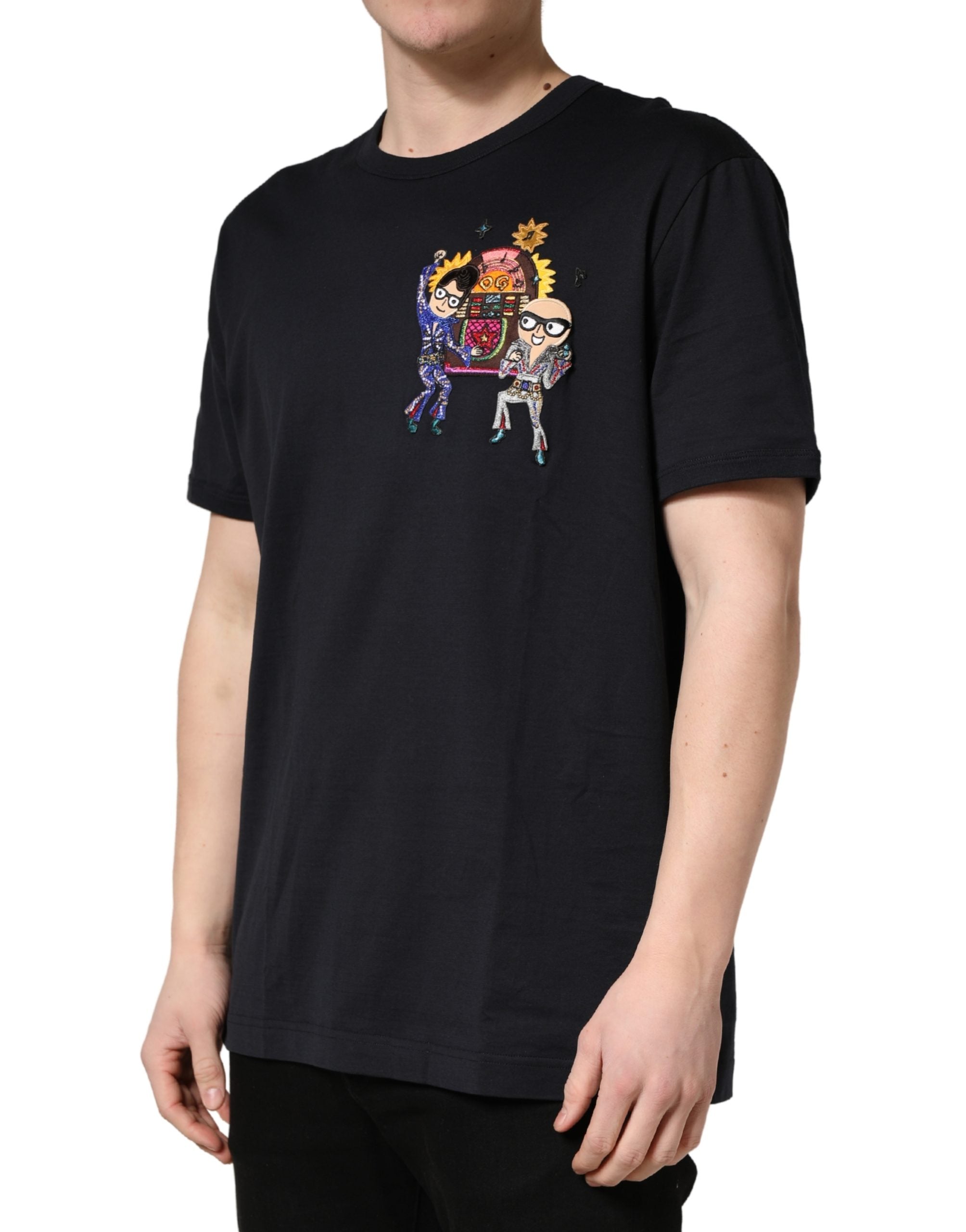 Dolce & Gabbana Black #DGFAMILY Patch Men's Crew Neck T-Shirt-3