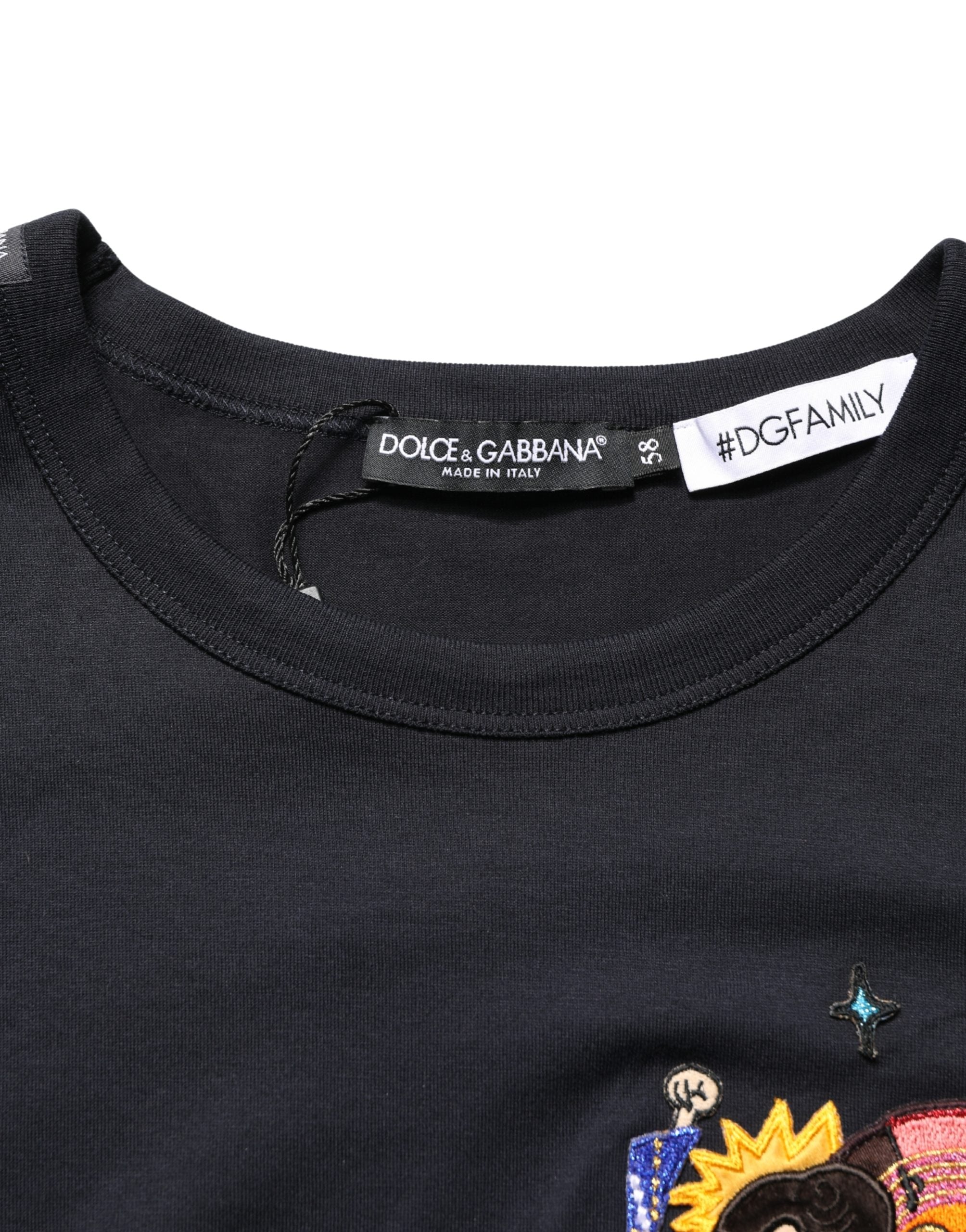 Dolce & Gabbana Black #DGFAMILY Patch Men's Crew Neck T-Shirt-7