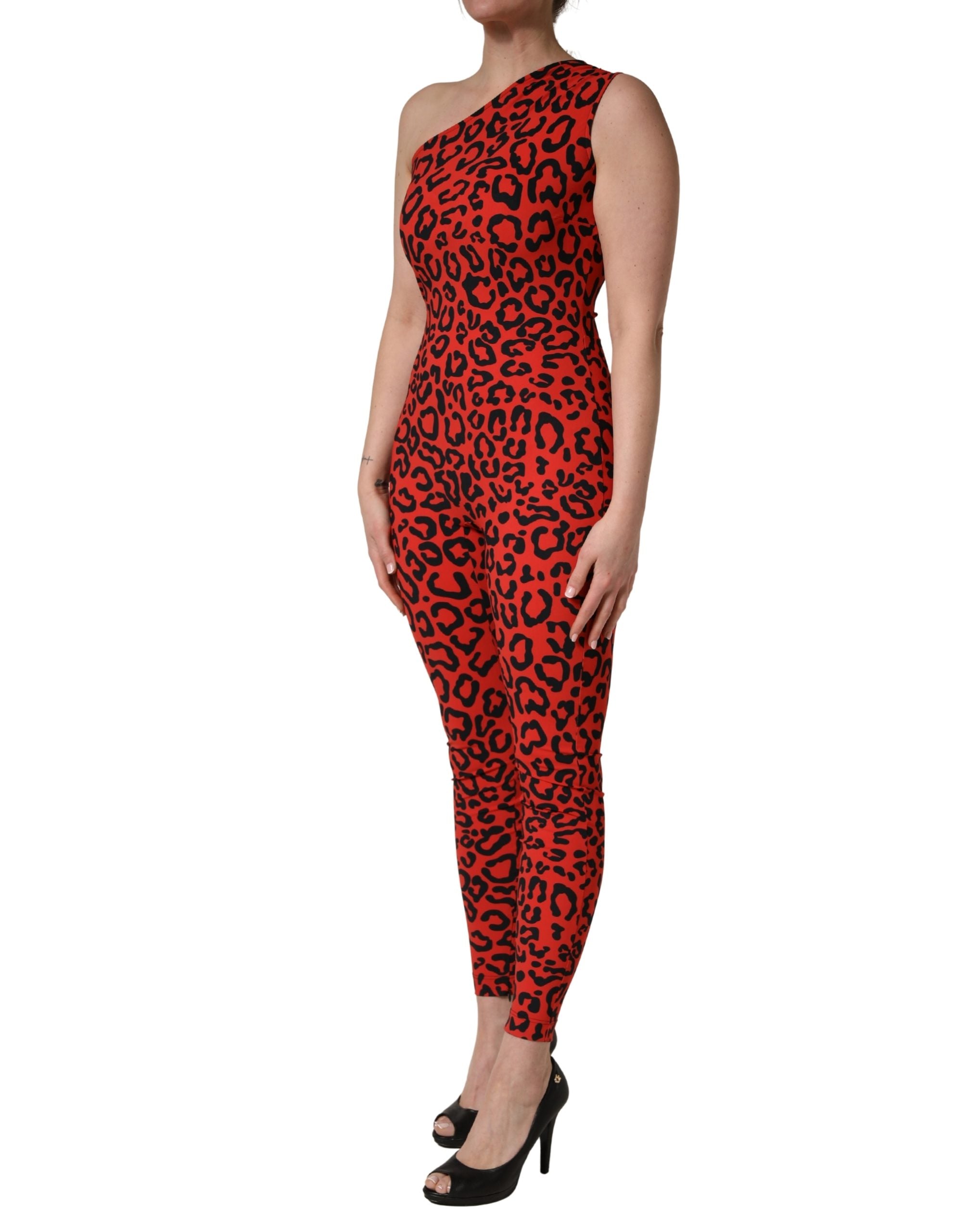 Dolce & Gabbana Jumpsuit aus schwarzem Nylon mit Leopardenmuster-3