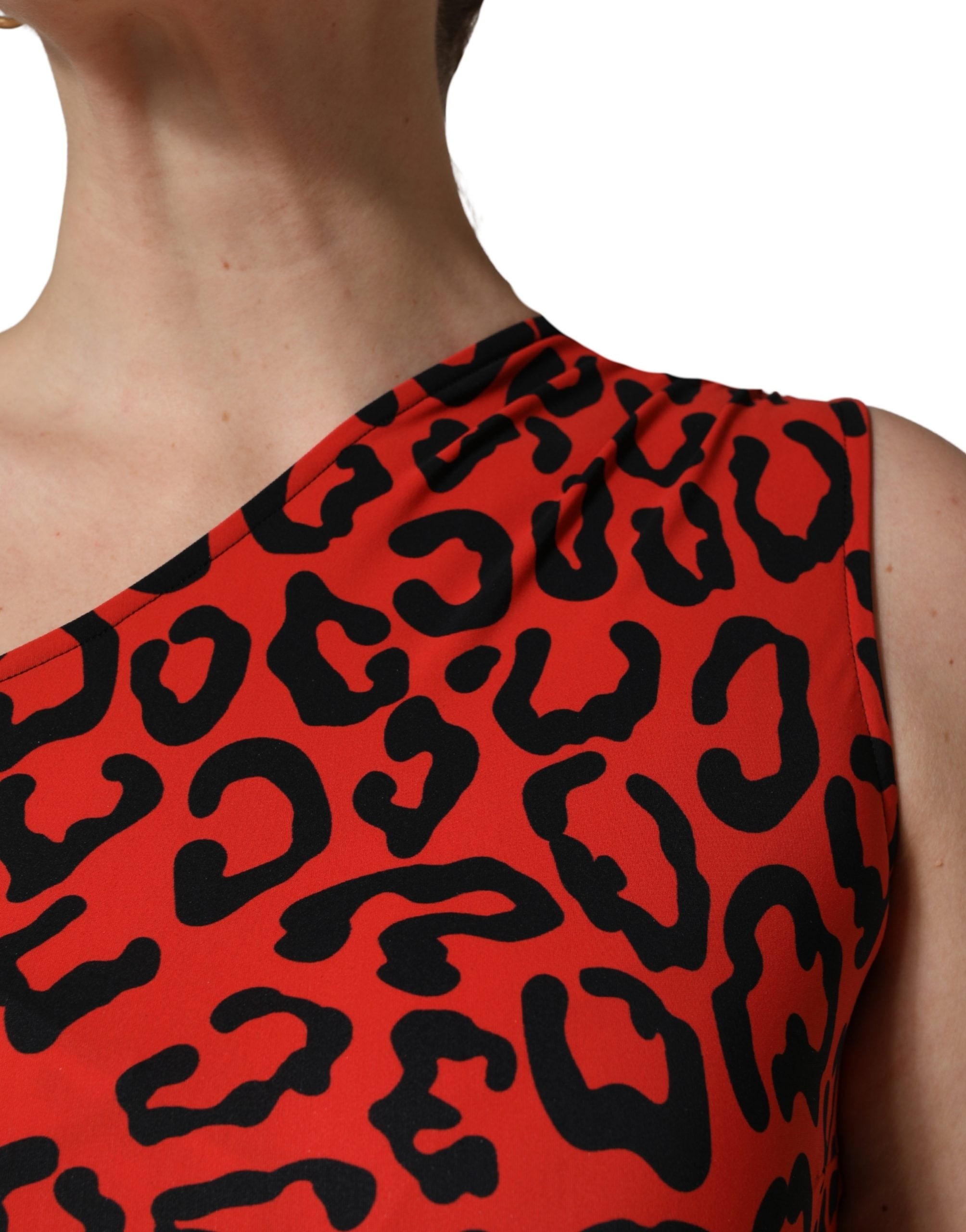 Dolce & Gabbana Jumpsuit aus schwarzem Nylon mit Leopardenmuster-5