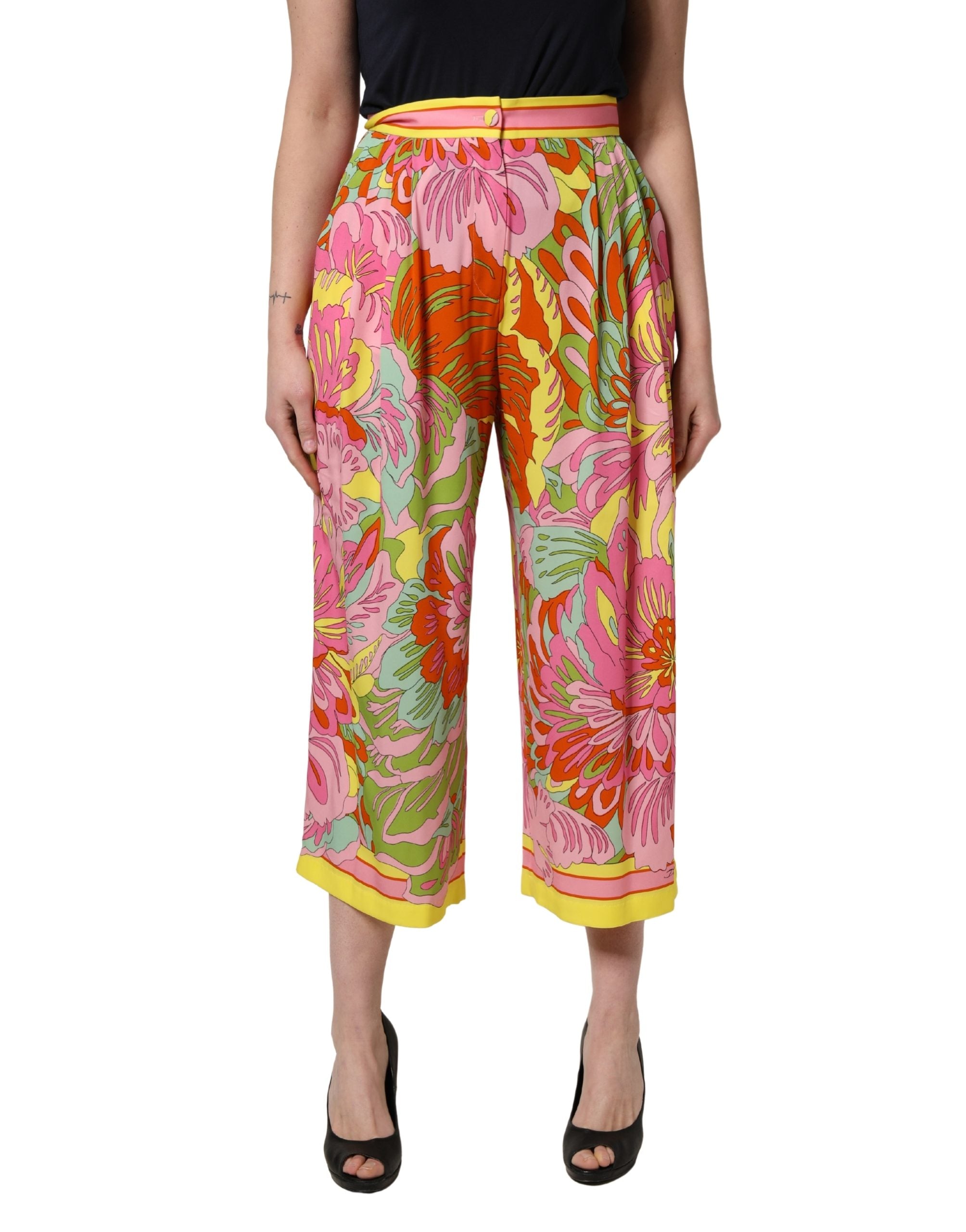 Dolce & Gabbana Mehrfarbige Cropped Hose mit Blumenprint-2