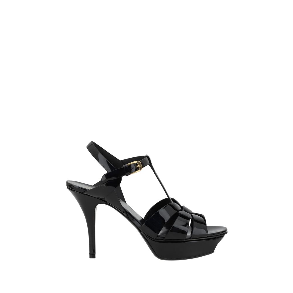 Saint Laurent Schwarze Bos Taurus Kalbsleder-Stiletto-Sandalen-1