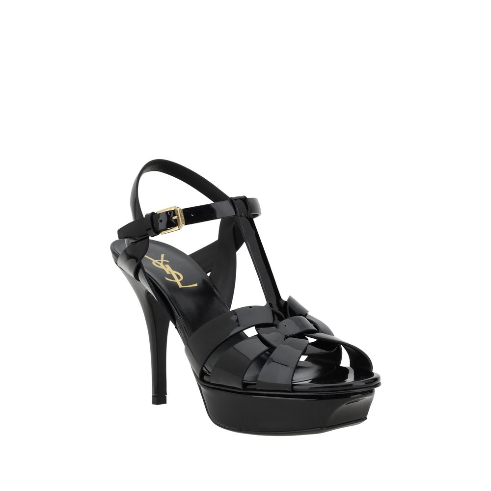 Saint Laurent Schwarze Bos Taurus Kalbsleder-Stiletto-Sandalen-2