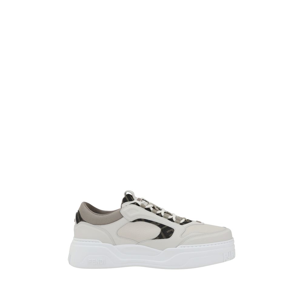 Fendi Weiße Low-Top-Sneaker aus Kalbsleder Bos Taurus-1