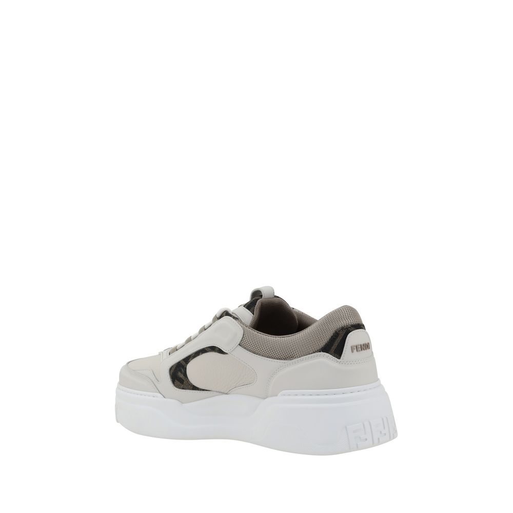 Fendi Weiße Low-Top-Sneaker aus Kalbsleder Bos Taurus-3