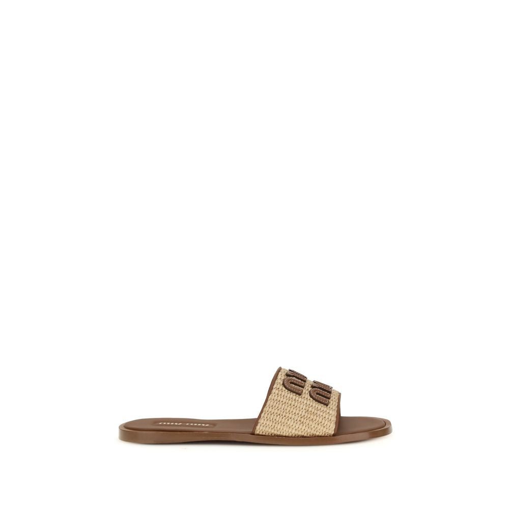 Miu Miu Beige Fabric Stiletto Heel Sandals-1