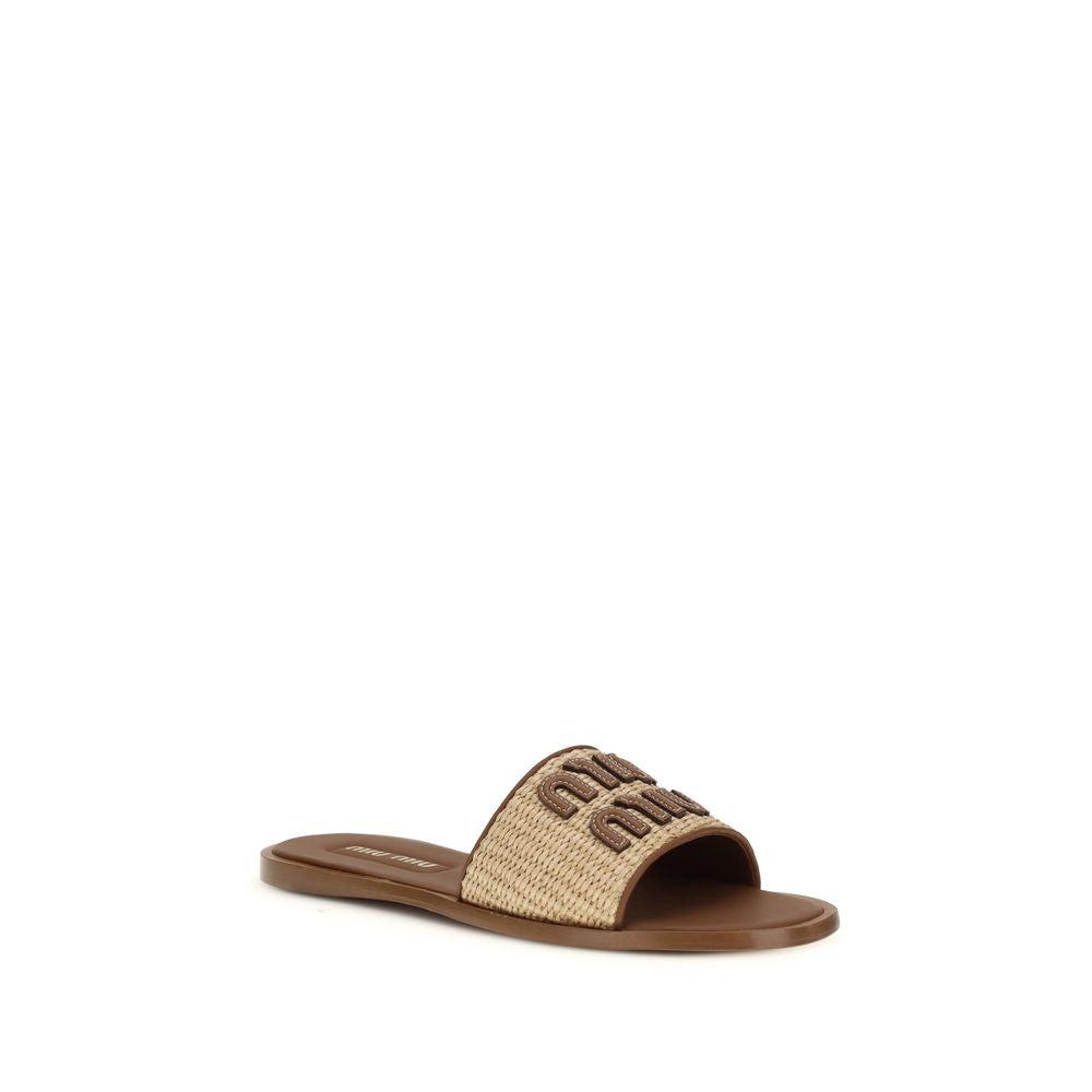 Miu Miu Beige Fabric Stiletto Heel Sandals-2