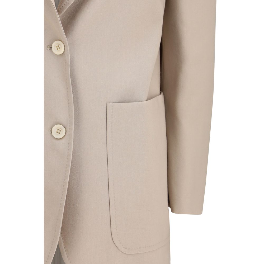 Max Mara Beige Fleece Wool Blazer-3